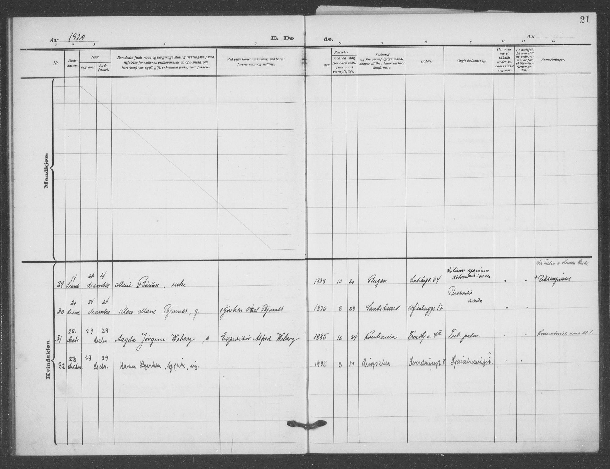 Matteus prestekontor Kirkebøker, AV/SAO-A-10870/F/Fa/L0004: Parish register (official) no. 4, 1917-1938, p. 21