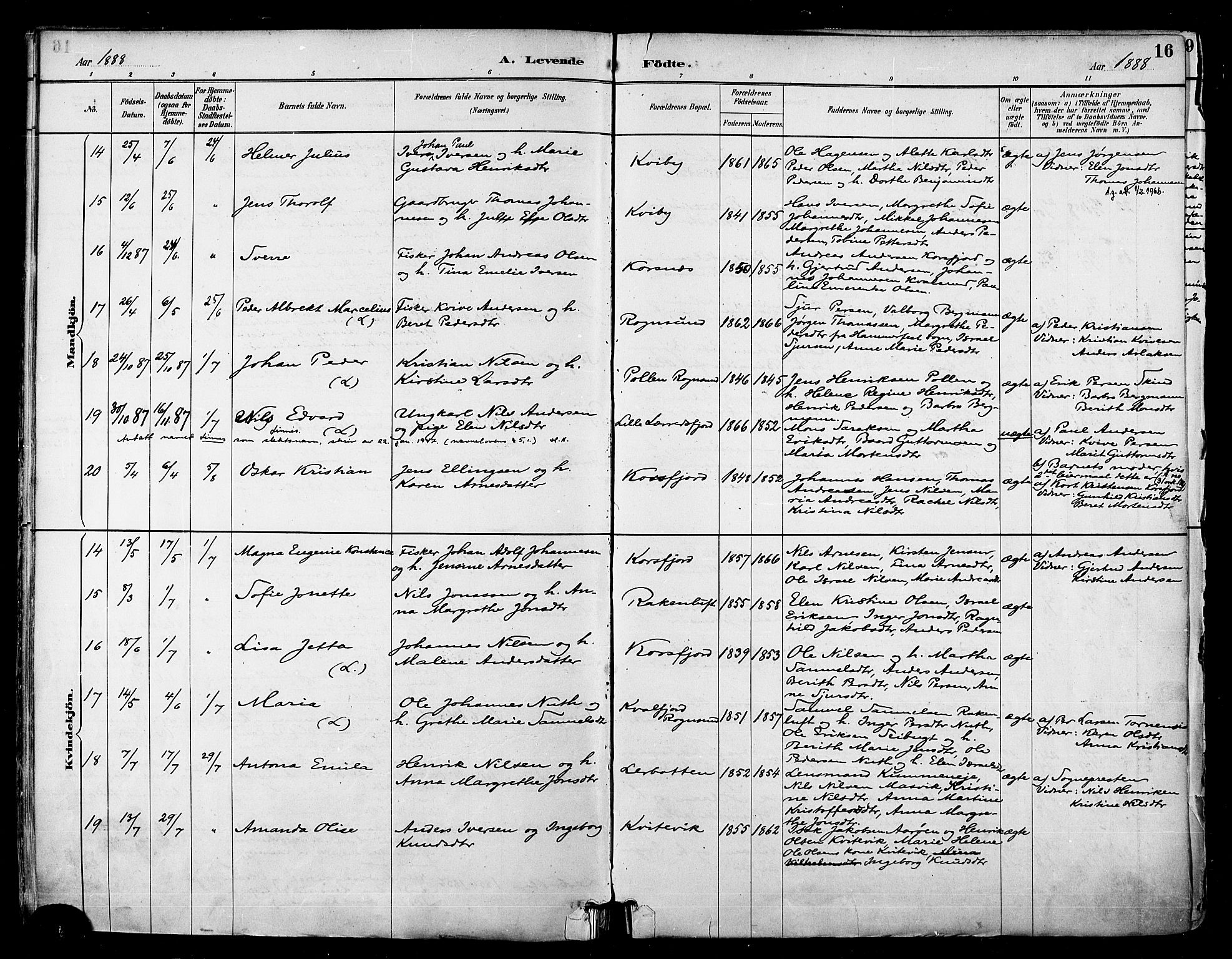 Talvik sokneprestkontor, SATØ/S-1337/H/Ha/L0013kirke: Parish register (official) no. 13, 1886-1897, p. 16