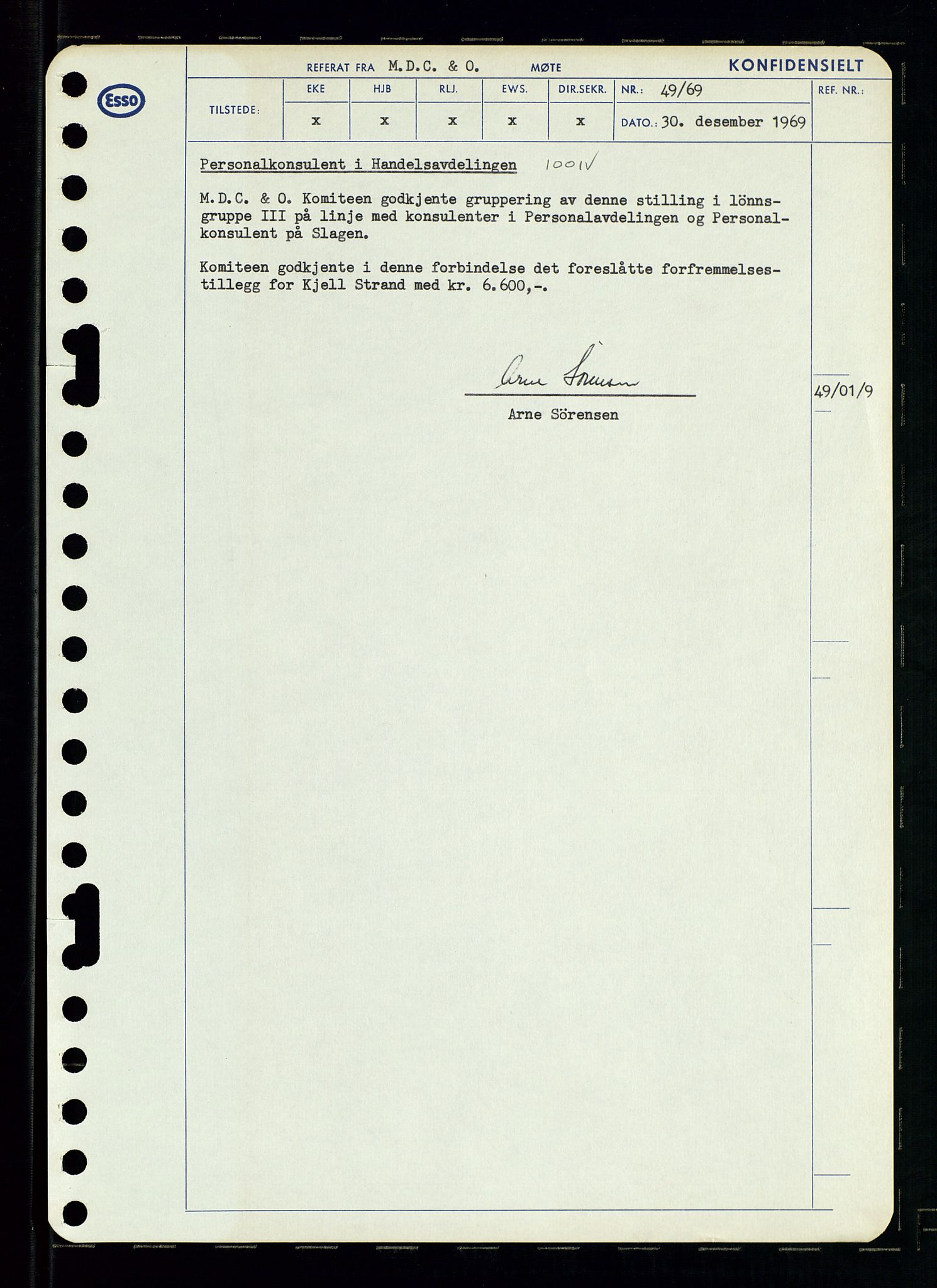 Pa 0982 - Esso Norge A/S, AV/SAST-A-100448/A/Aa/L0003/0001: Den administrerende direksjon Board minutes (styrereferater) og Bedriftforsamlingsprotokoll / Den administrerende direksjon Board minutes (styrereferater), 1969, p. 198