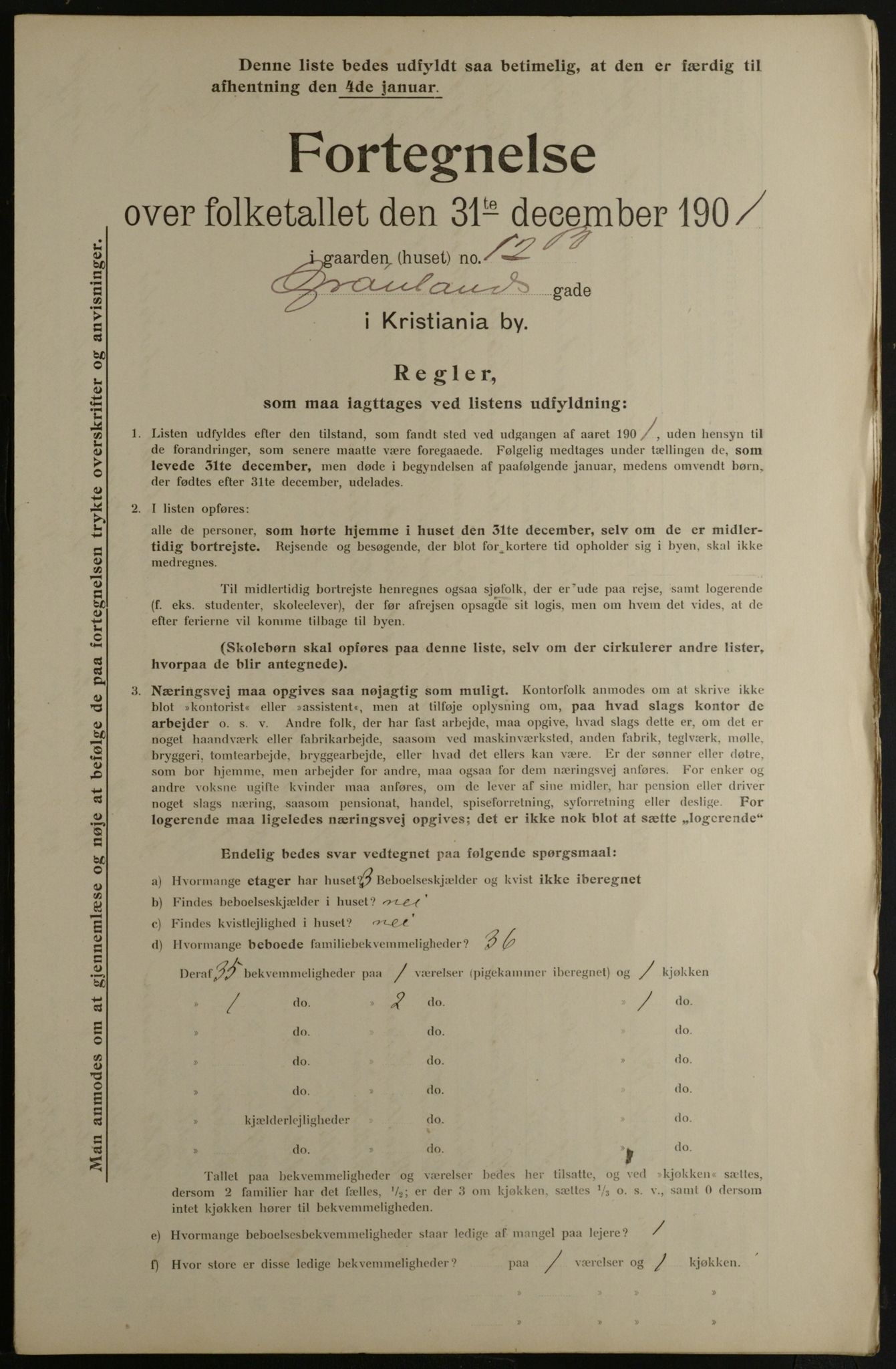 OBA, Municipal Census 1901 for Kristiania, 1901, p. 5063