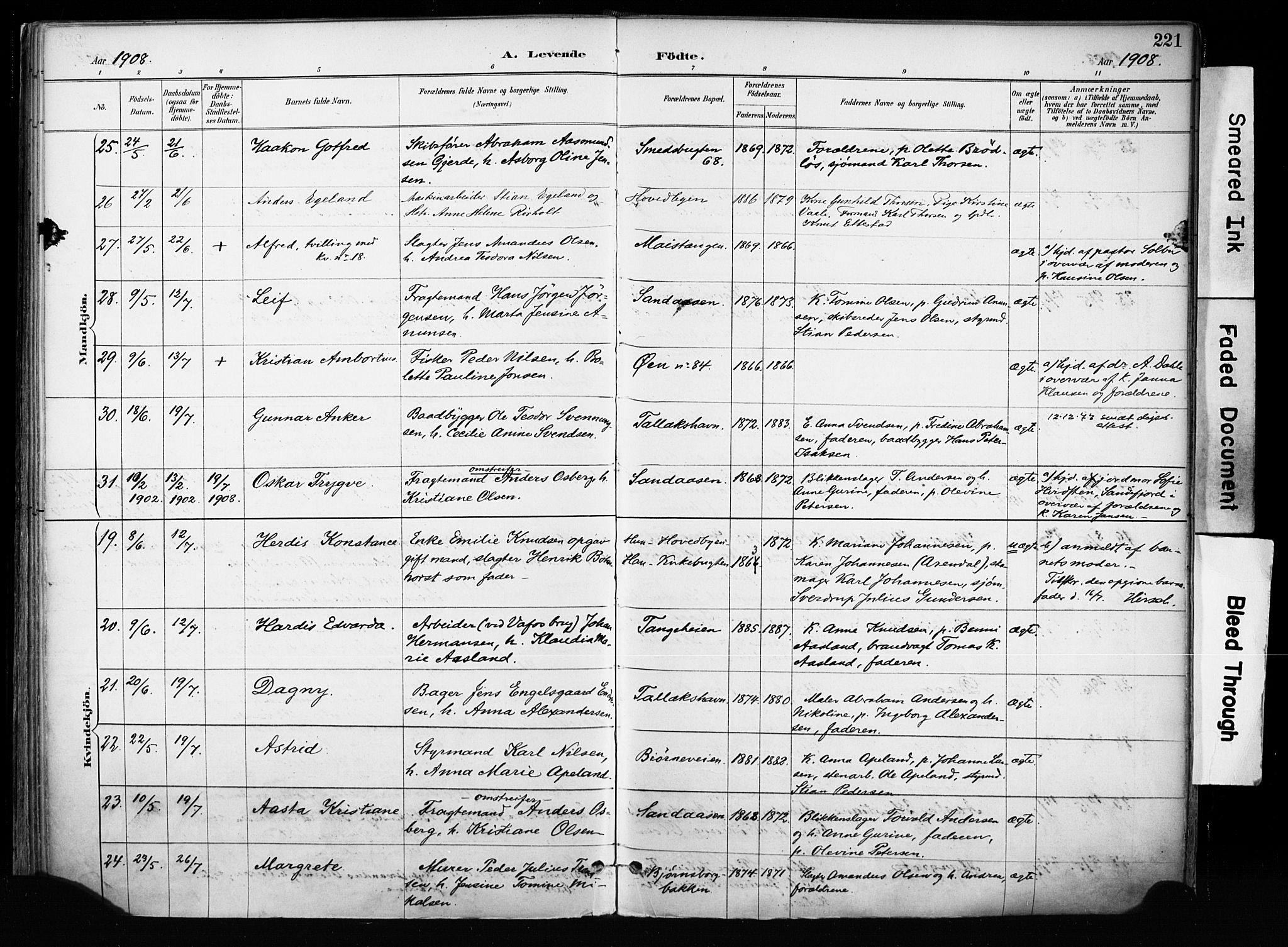 Kragerø kirkebøker, SAKO/A-278/F/Fa/L0013: Parish register (official) no. 13, 1887-1915, p. 221