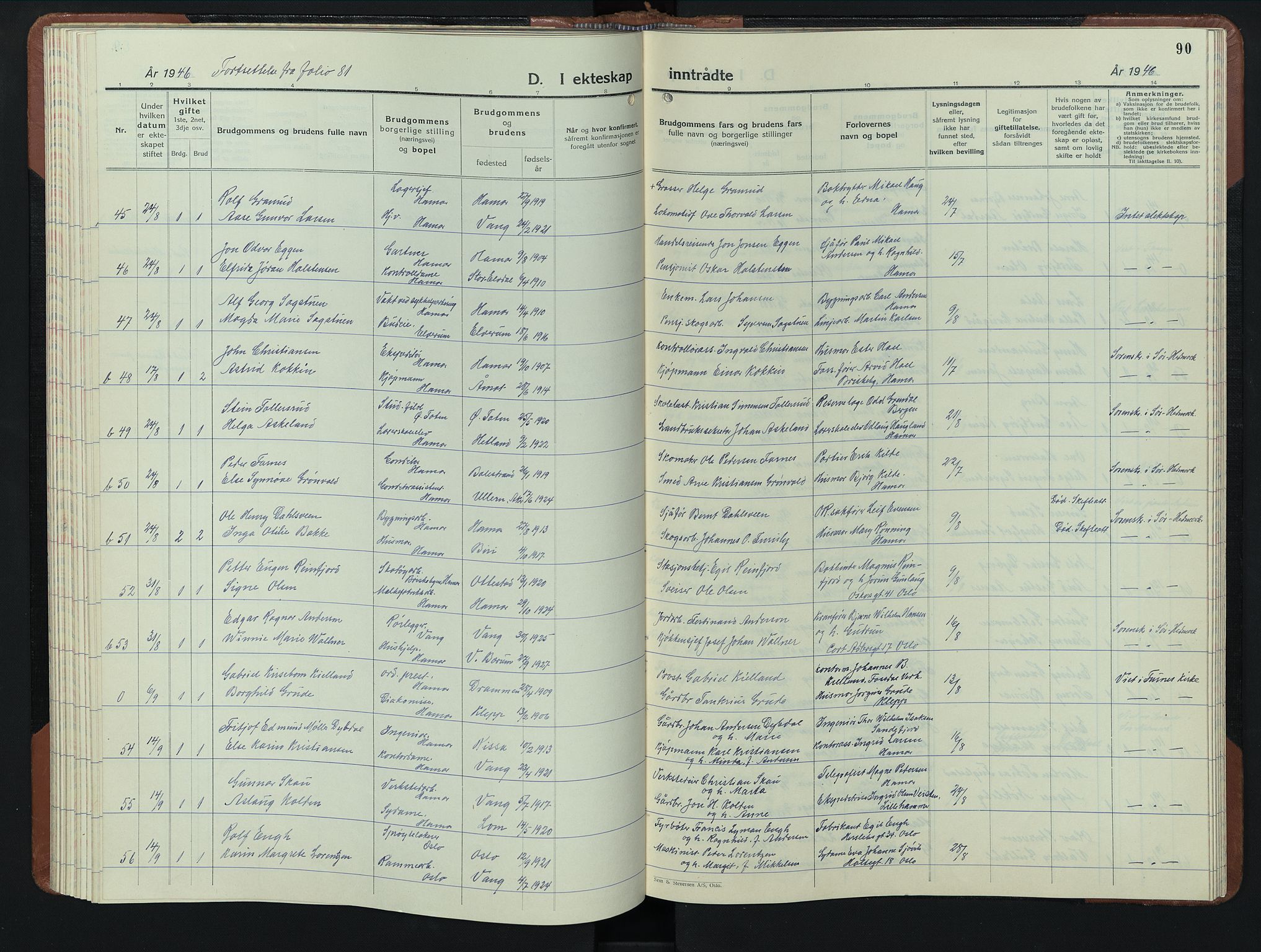 Hamar prestekontor, AV/SAH-DOMPH-002/H/Ha/Hab/L0006: Parish register (copy) no. 6, 1931-1950, p. 90