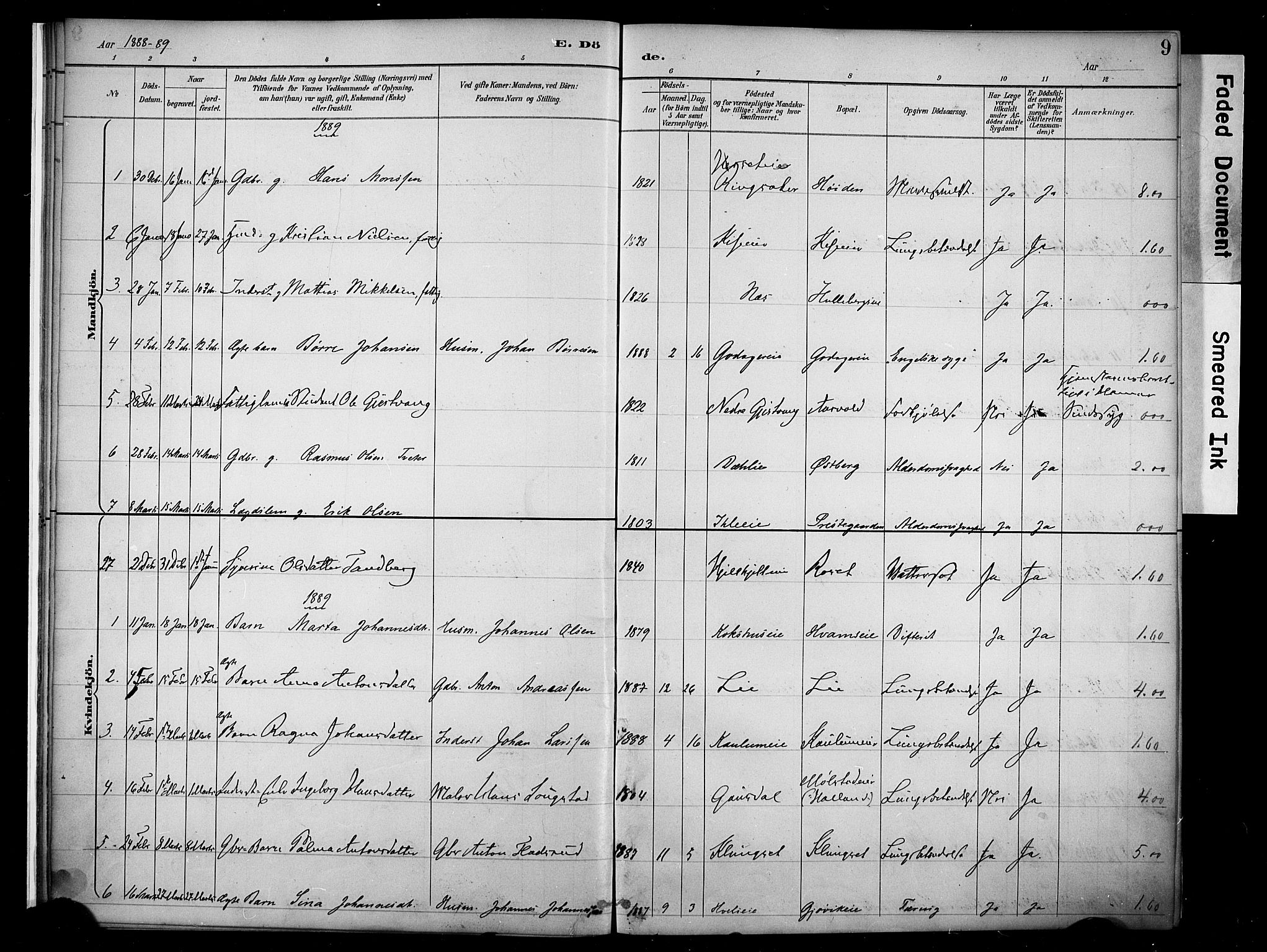 Nes prestekontor, Hedmark, SAH/PREST-020/K/Ka/L0011: Parish register (official) no. 11, 1887-1905, p. 9