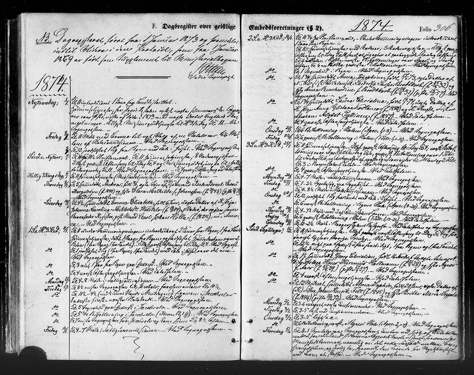 Vadsø sokneprestkontor, SATØ/S-1325/H/Ha/L0005kirke: Parish register (official) no. 5, 1873-1884, p. 306