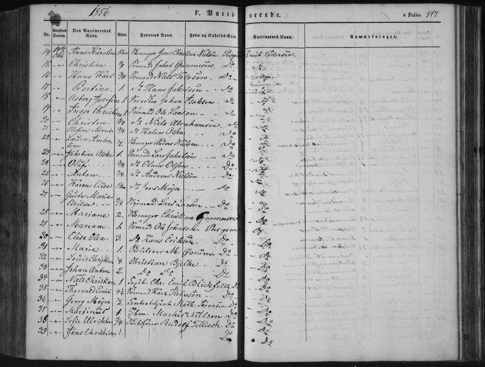 Porsgrunn kirkebøker , SAKO/A-104/F/Fa/L0006: Parish register (official) no. 6, 1841-1857, p. 517