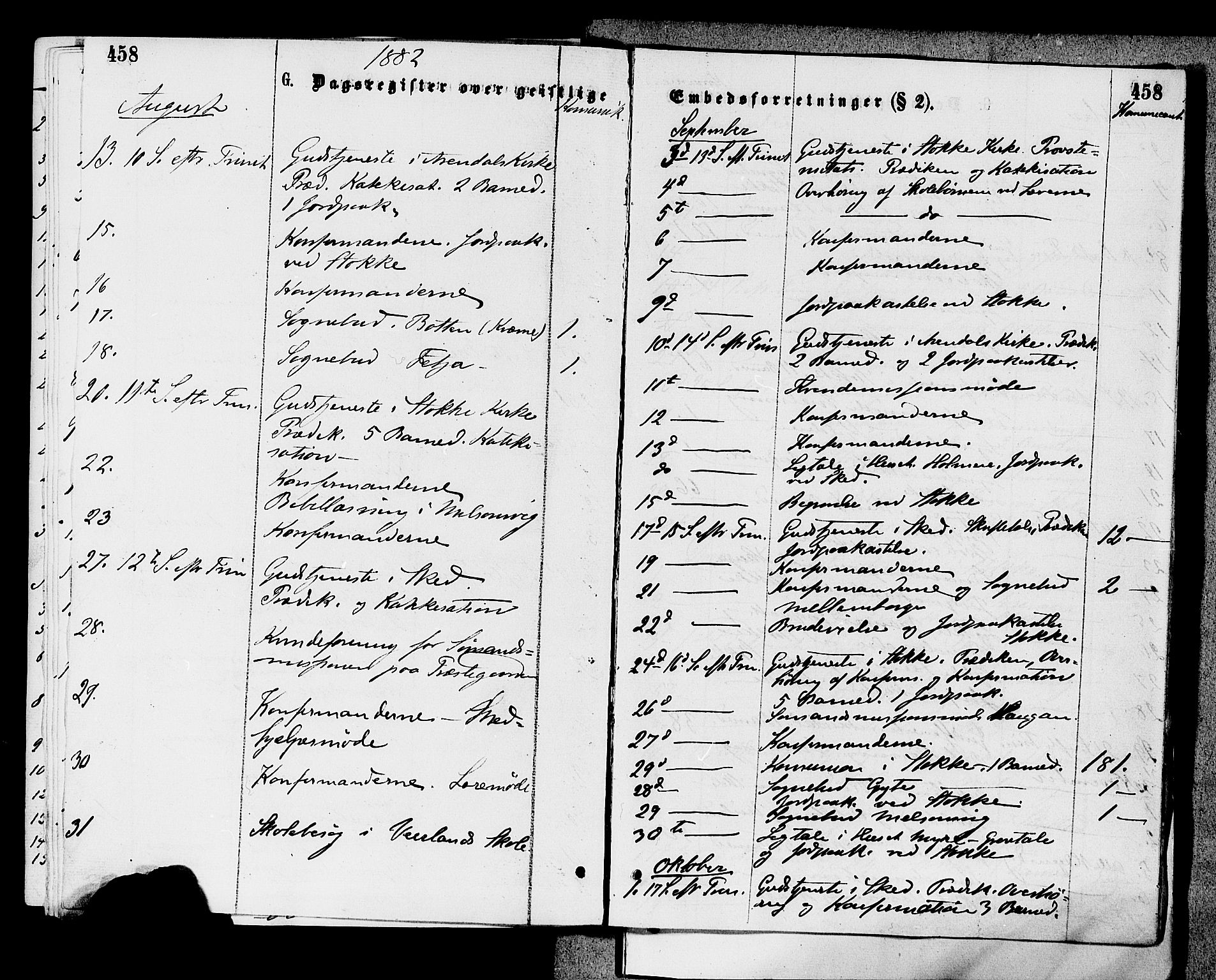 Stokke kirkebøker, AV/SAKO-A-320/F/Fa/L0009: Parish register (official) no. I 9, 1872-1883, p. 458