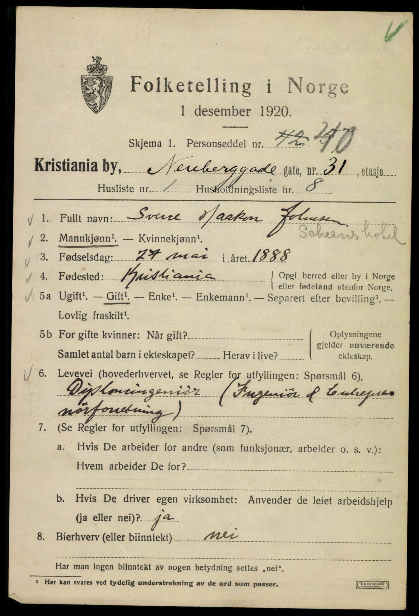 SAO, 1920 census for Kristiania, 1920, p. 413241