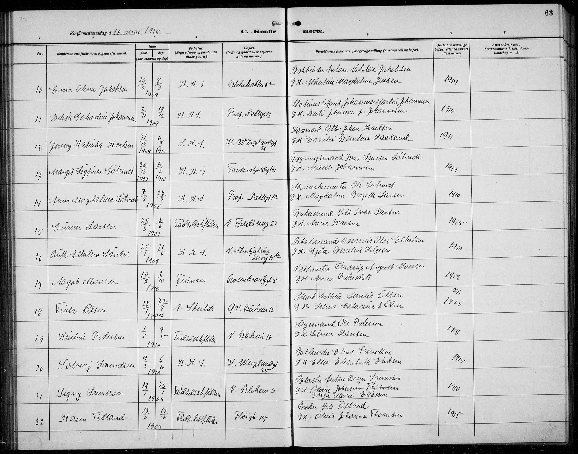 Korskirken sokneprestembete, AV/SAB-A-76101/H/Hab: Parish register (copy) no. C 6, 1918-1941, p. 63