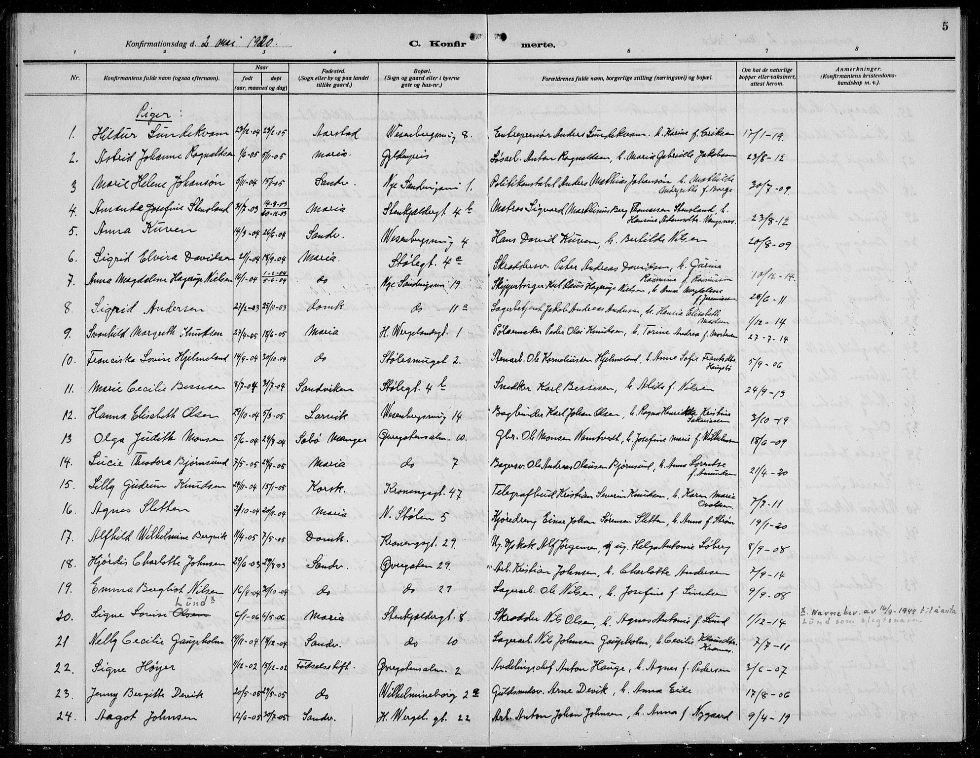 Mariakirken Sokneprestembete, AV/SAB-A-76901/H/Hab/L0010: Parish register (copy) no. A 10, 1920-1937, p. 5