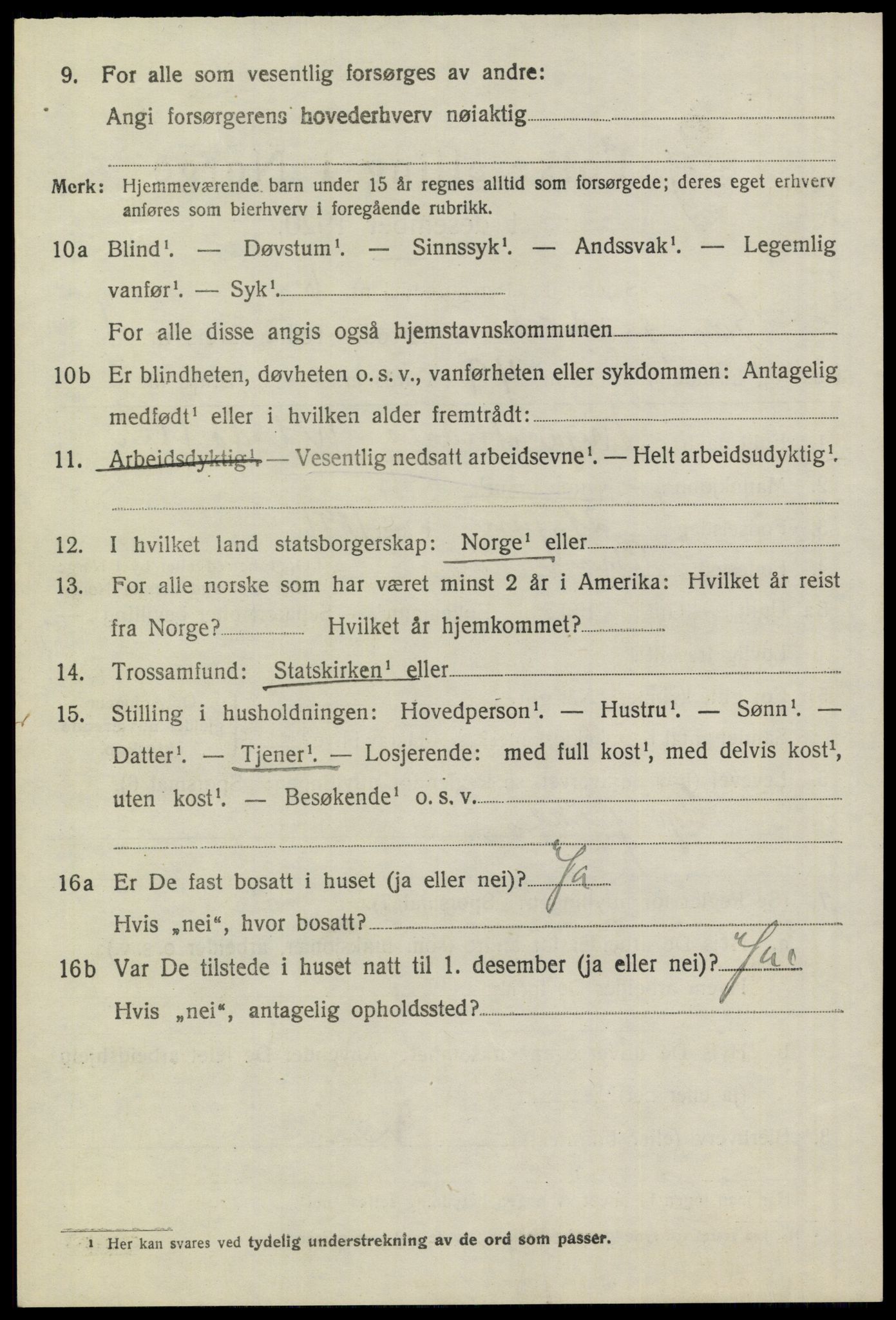 SAKO, 1920 census for Sannidal, 1920, p. 1626
