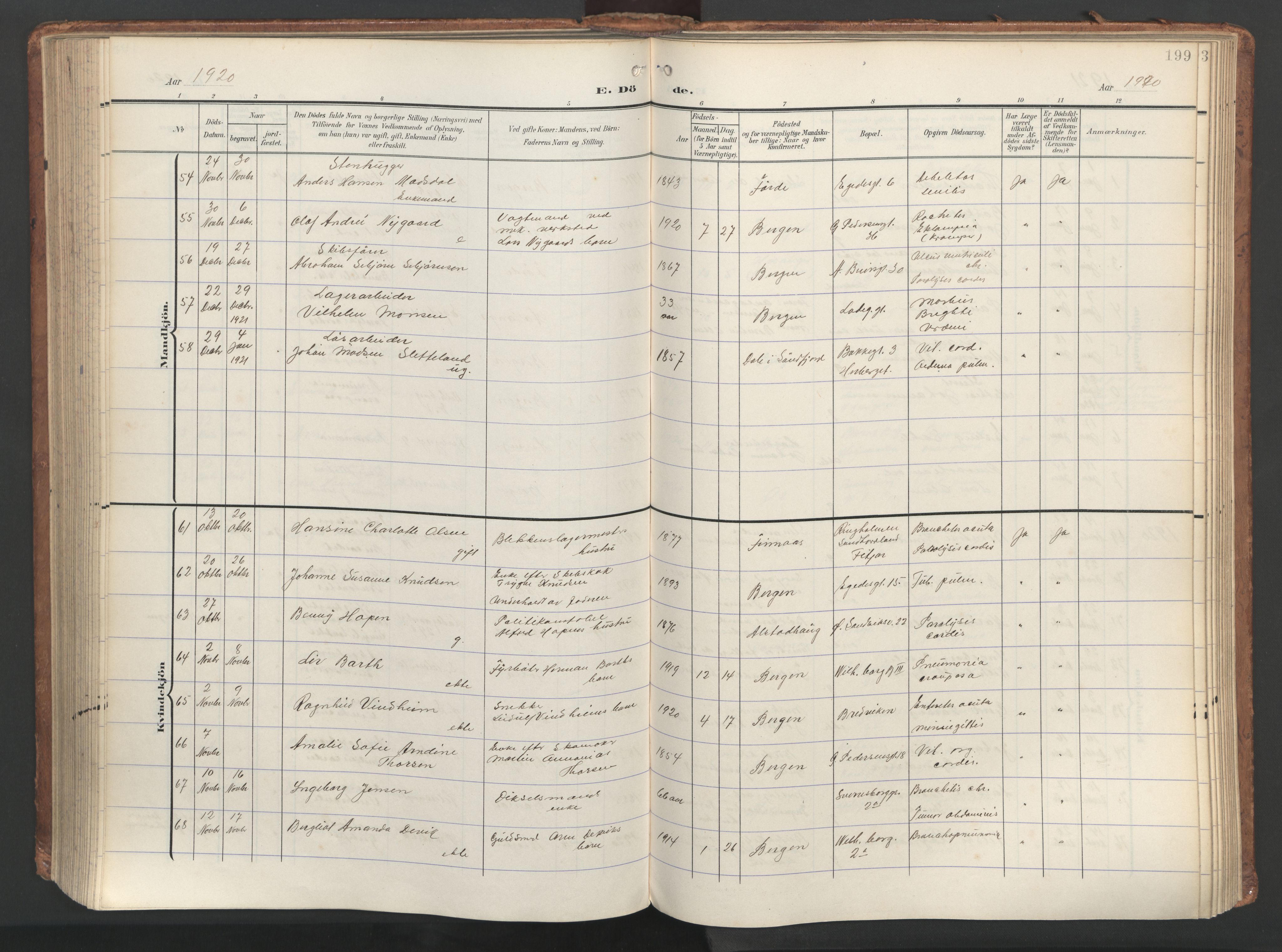 Sandviken Sokneprestembete, SAB/A-77601/H/Ha/L0019: Parish register (official) no. E 2, 1905-1933, p. 199