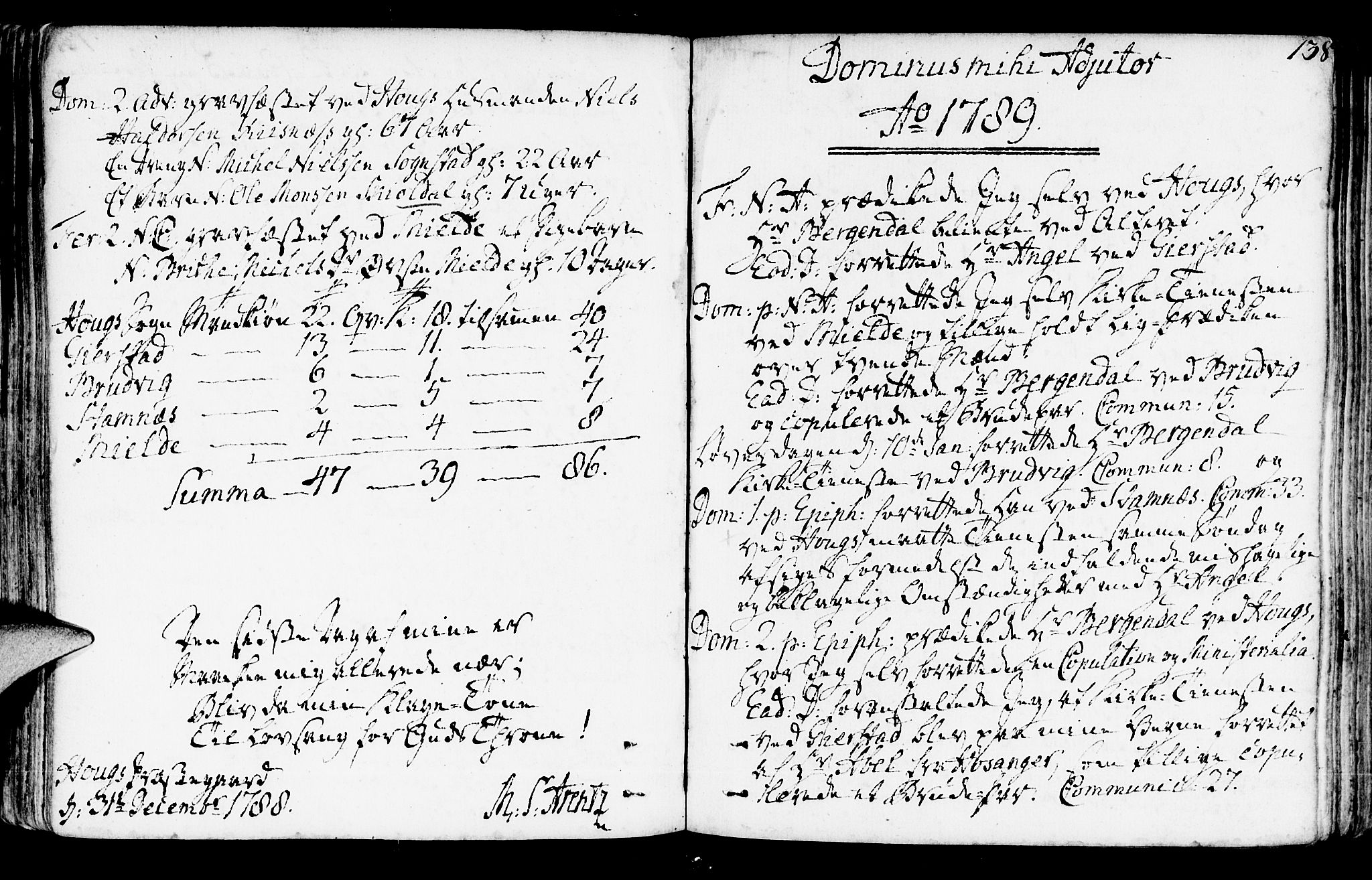 Haus sokneprestembete, SAB/A-75601/H/Haa: Parish register (official) no. A 10, 1782-1796, p. 138
