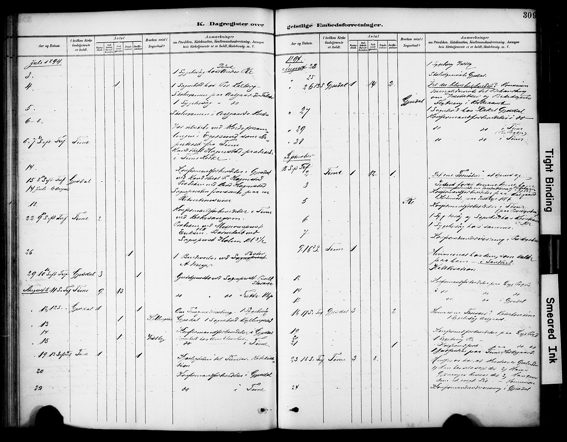 Lye sokneprestkontor, AV/SAST-A-101794/001/30BA/L0011: Parish register (official) no. A 9, 1893-1903, p. 309