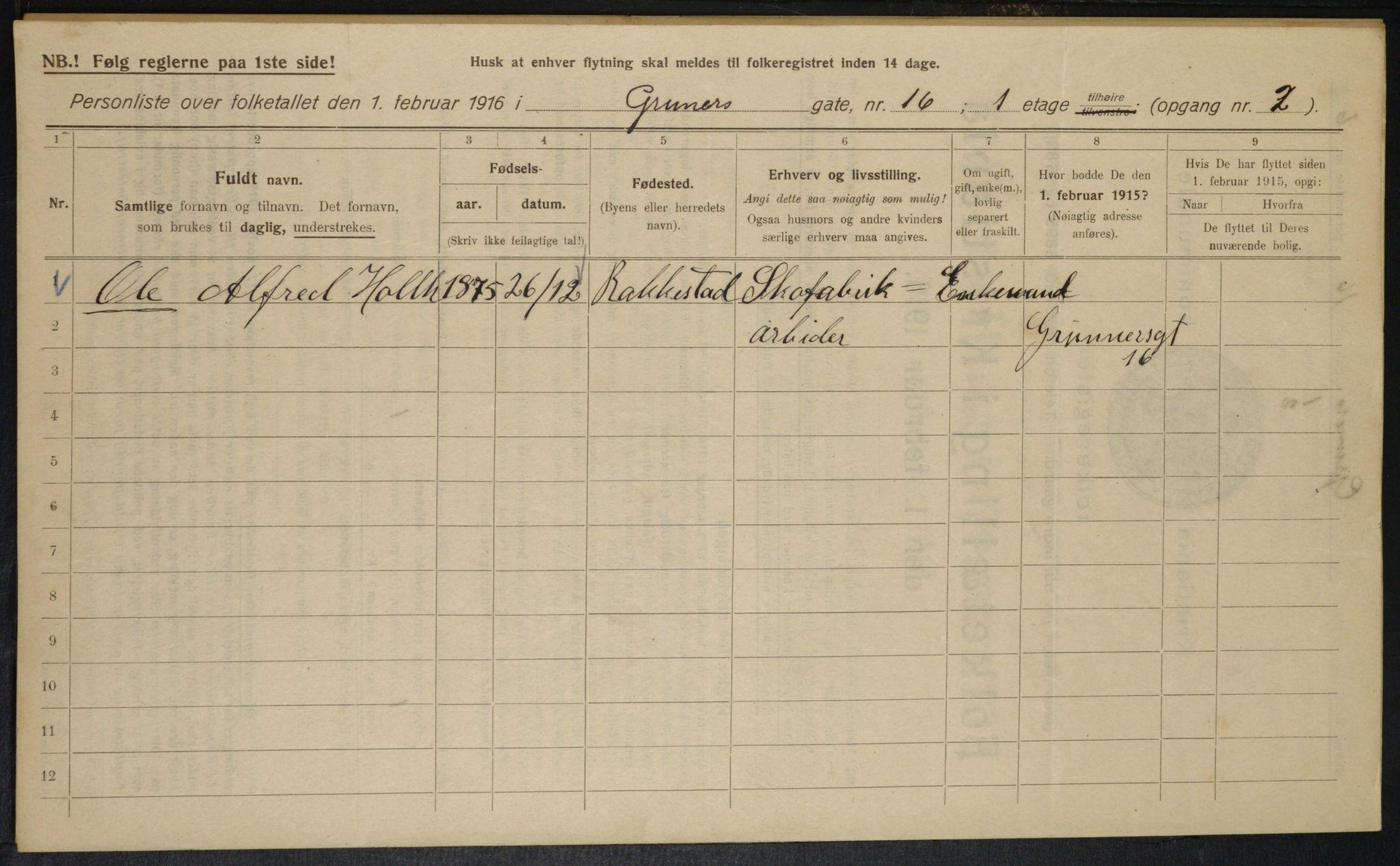 OBA, Municipal Census 1916 for Kristiania, 1916, p. 31669