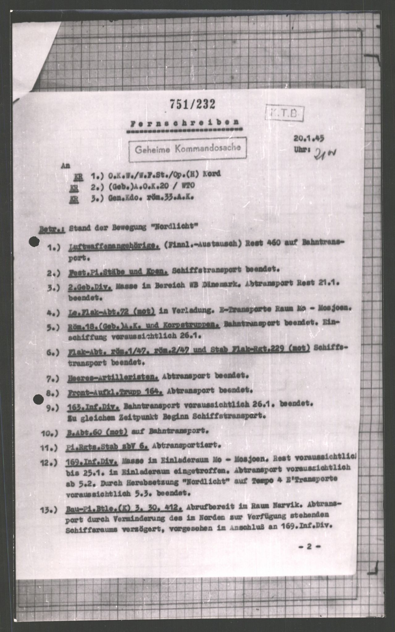 Forsvarets Overkommando. 2 kontor. Arkiv 11.4. Spredte tyske arkivsaker, AV/RA-RAFA-7031/D/Dar/Dara/L0002: Krigsdagbøker for 20. Gebirgs-Armee-Oberkommando (AOK 20), 1945, p. 182