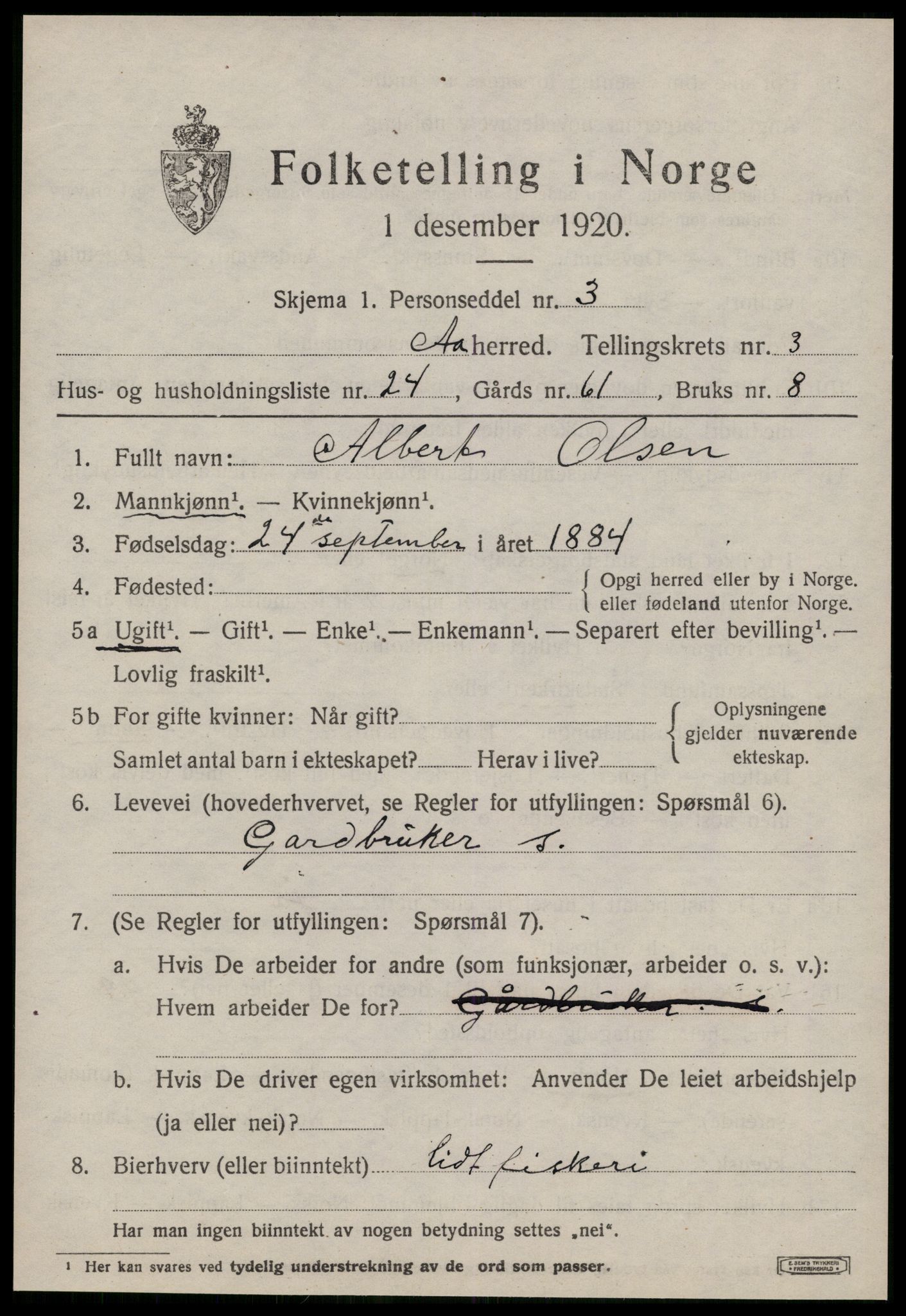 SAT, 1920 census for Å, 1920, p. 2066