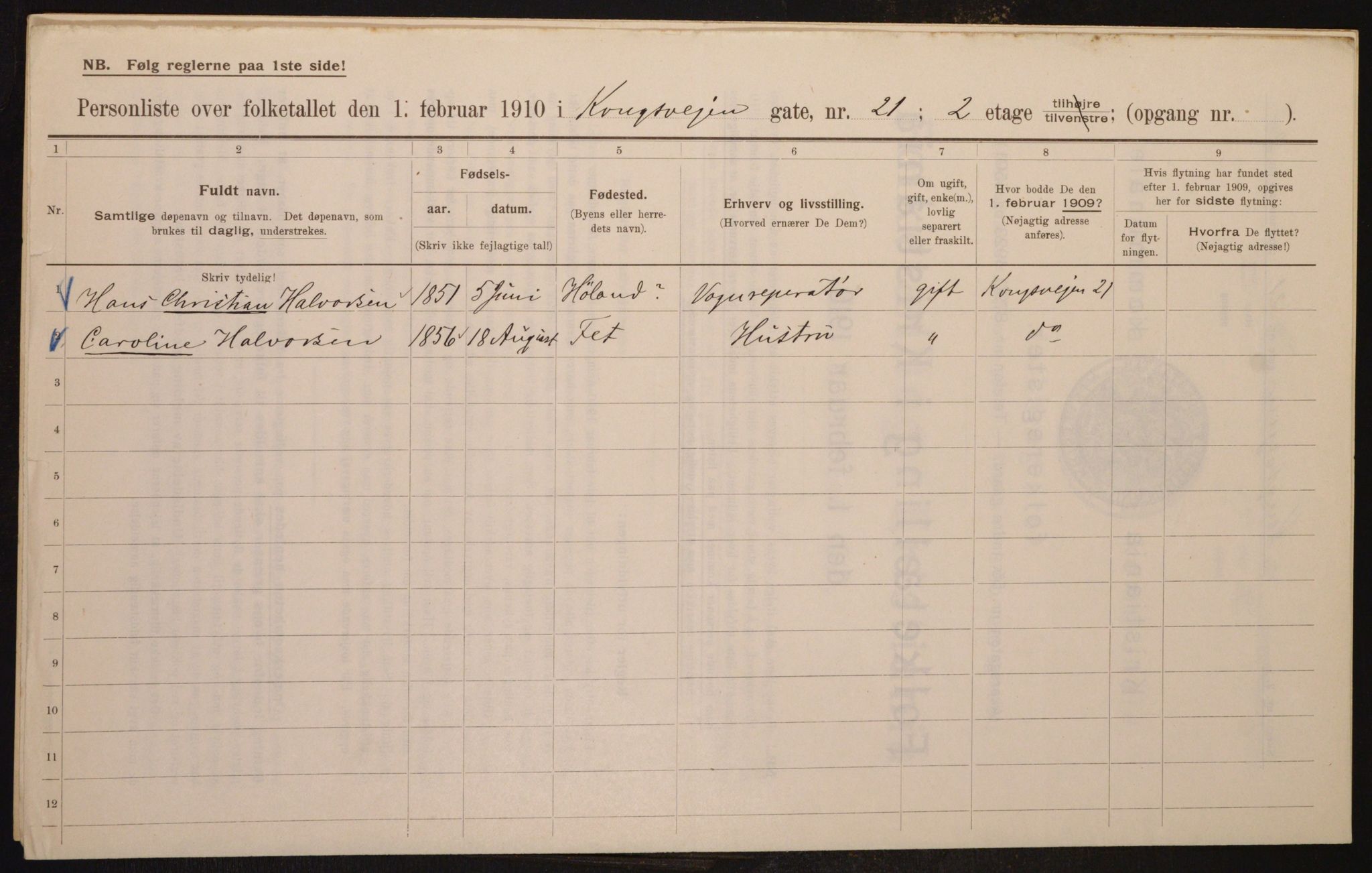 OBA, Municipal Census 1910 for Kristiania, 1910, p. 51518