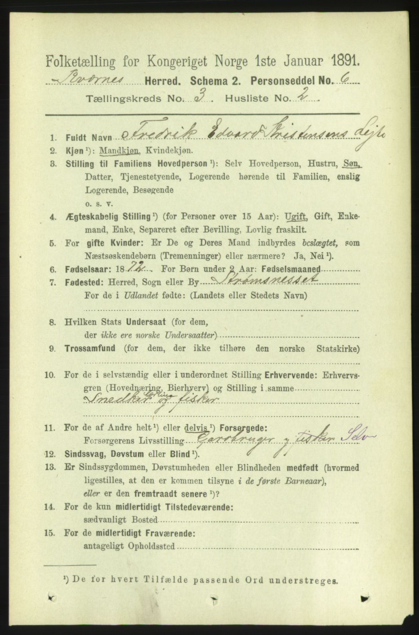 RA, 1891 census for 1553 Kvernes, 1891, p. 1044