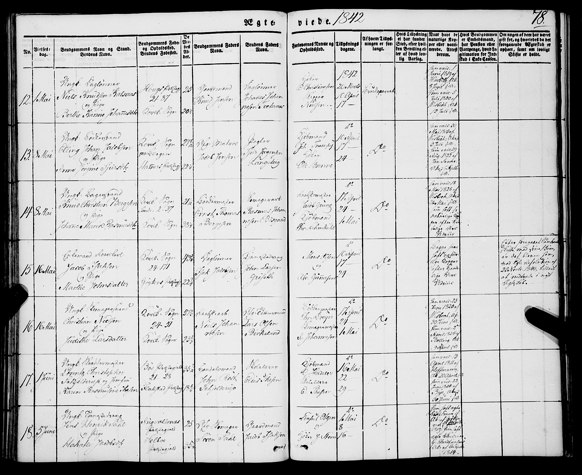 Korskirken sokneprestembete, AV/SAB-A-76101/H/Haa/L0034: Parish register (official) no. D 1, 1832-1852, p. 78