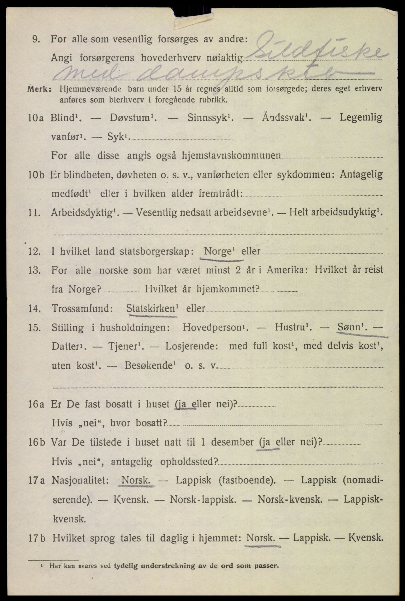 SAT, 1920 census for Hadsel, 1920, p. 19449