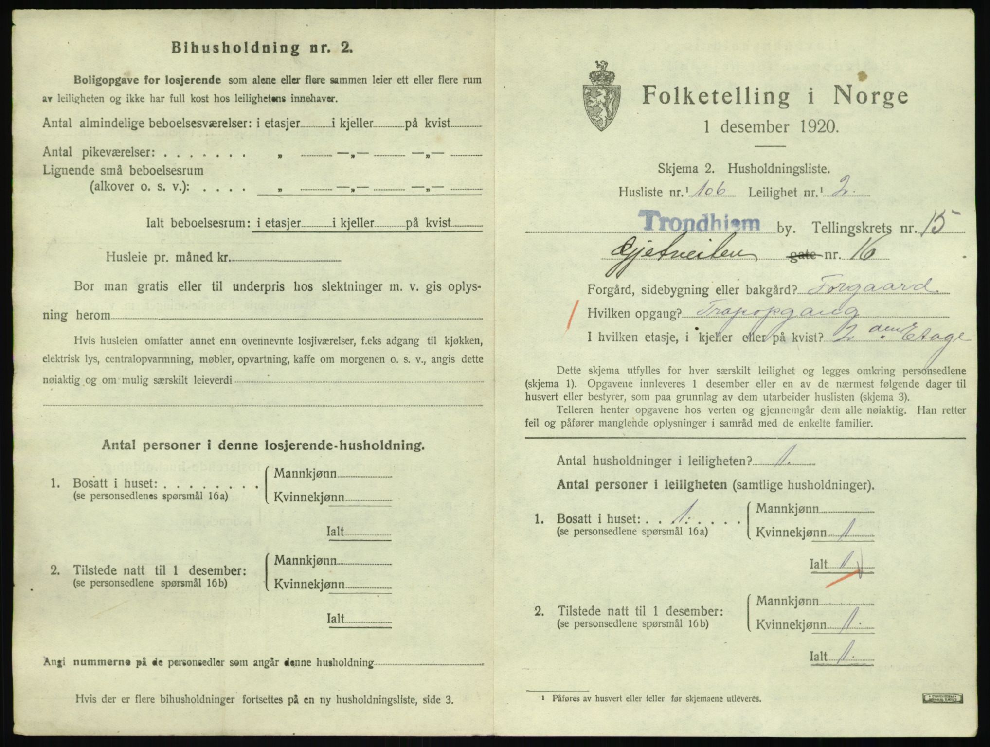 SAT, 1920 census for Trondheim, 1920, p. 12872