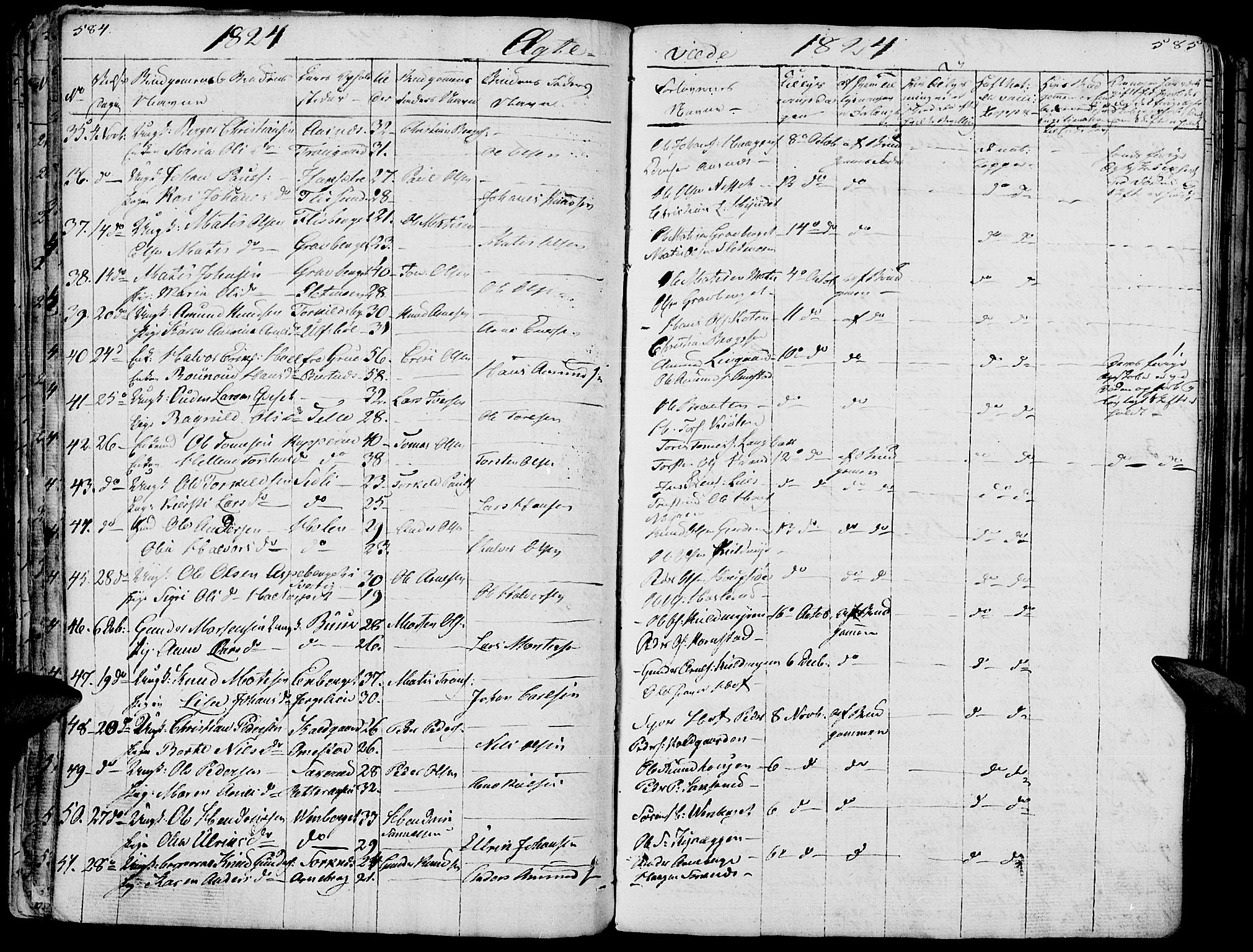 Hof prestekontor, SAH/PREST-038/H/Ha/Haa/L0006: Parish register (official) no. 6, 1822-1841, p. 584-585