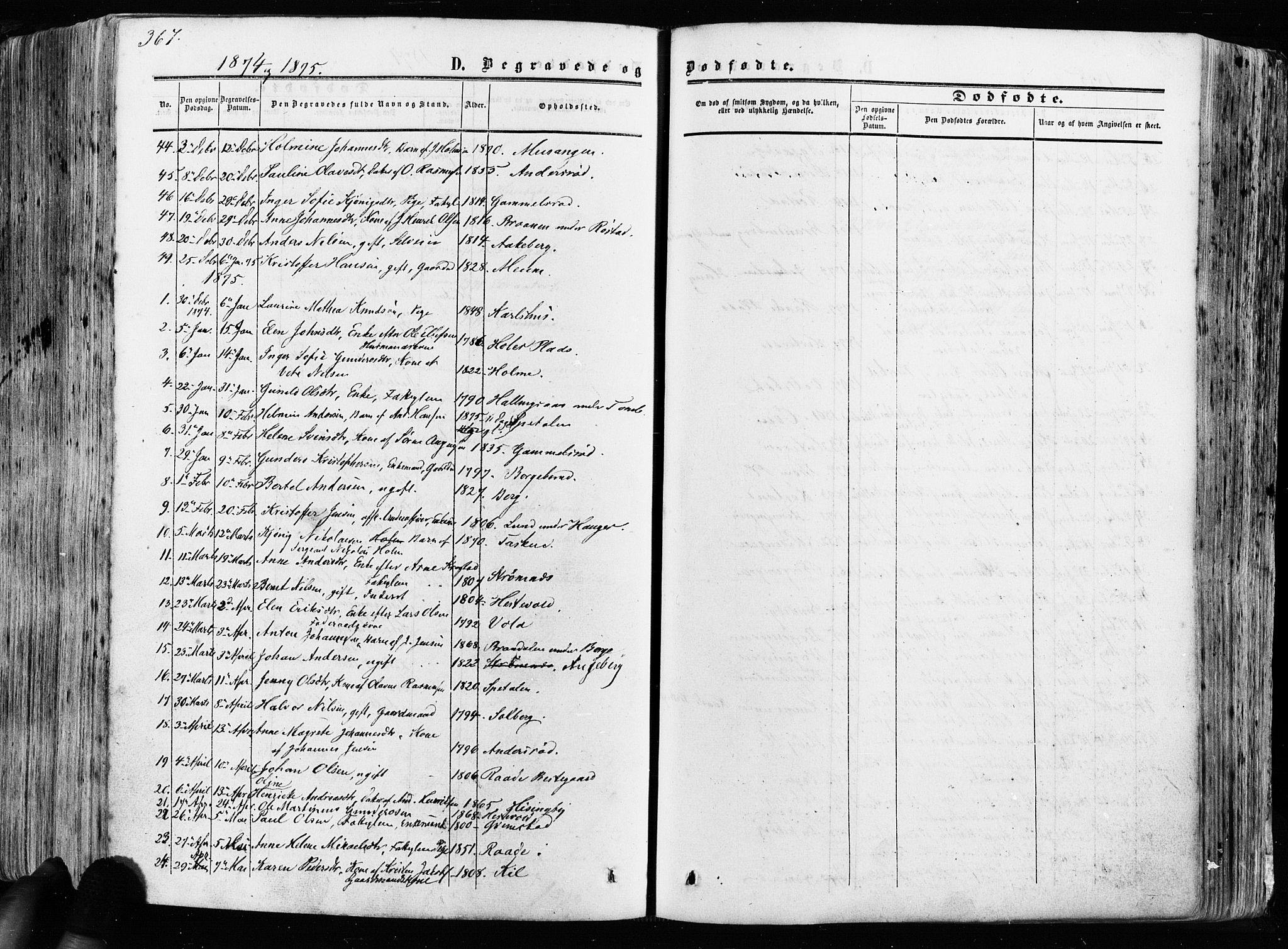 Råde prestekontor kirkebøker, AV/SAO-A-2009/F/Fa/L0006: Parish register (official) no. 6, 1854-1877, p. 367