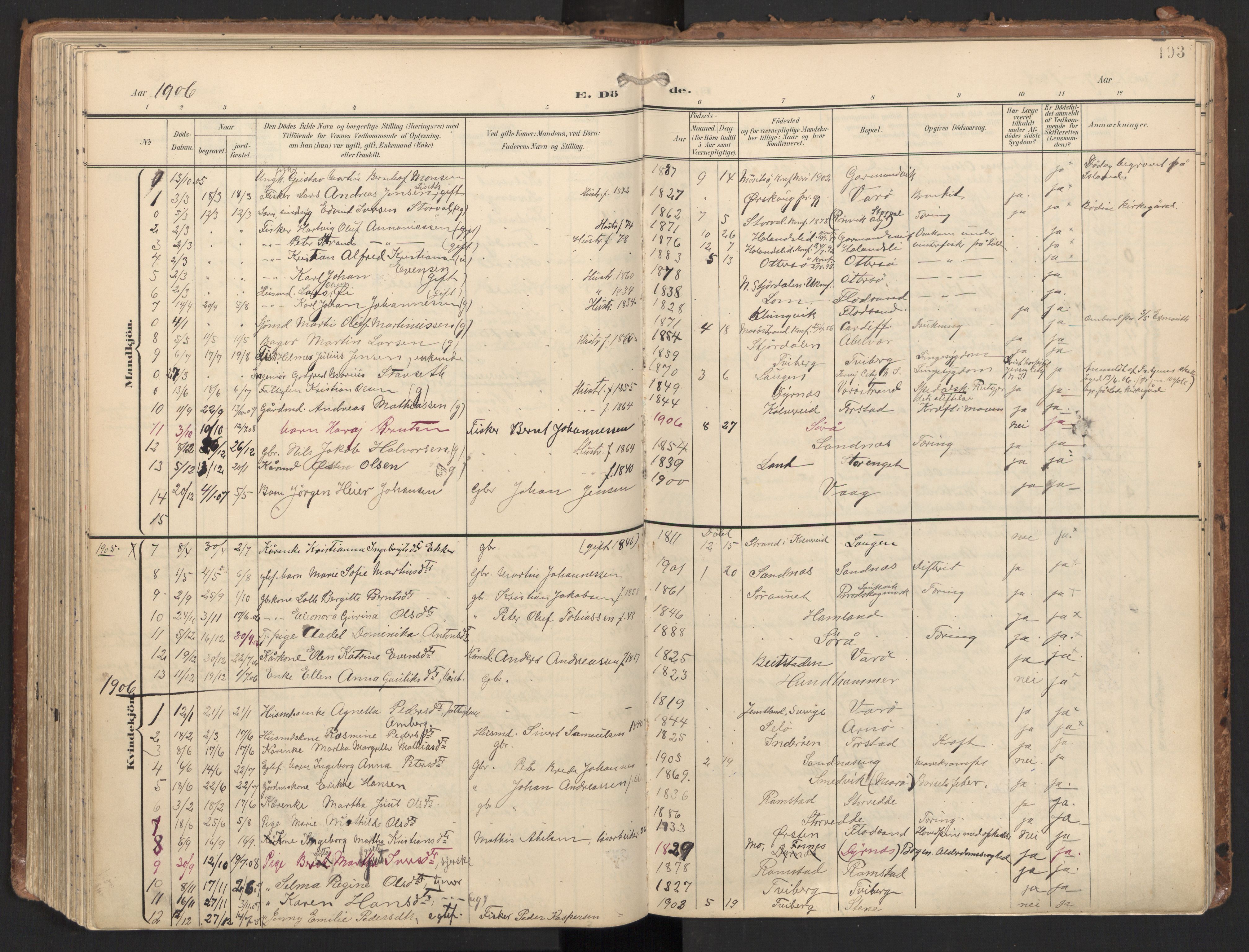 Ministerialprotokoller, klokkerbøker og fødselsregistre - Nord-Trøndelag, AV/SAT-A-1458/784/L0677: Parish register (official) no. 784A12, 1900-1920, p. 193
