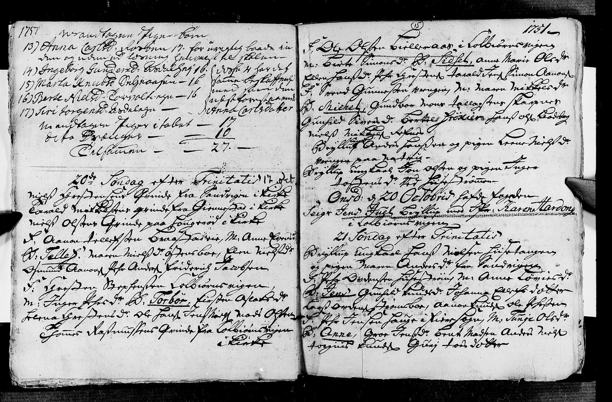 Øyestad sokneprestkontor, AV/SAK-1111-0049/F/Fa/L0005: Parish register (official) no. A 5, 1751-1757, p. 15