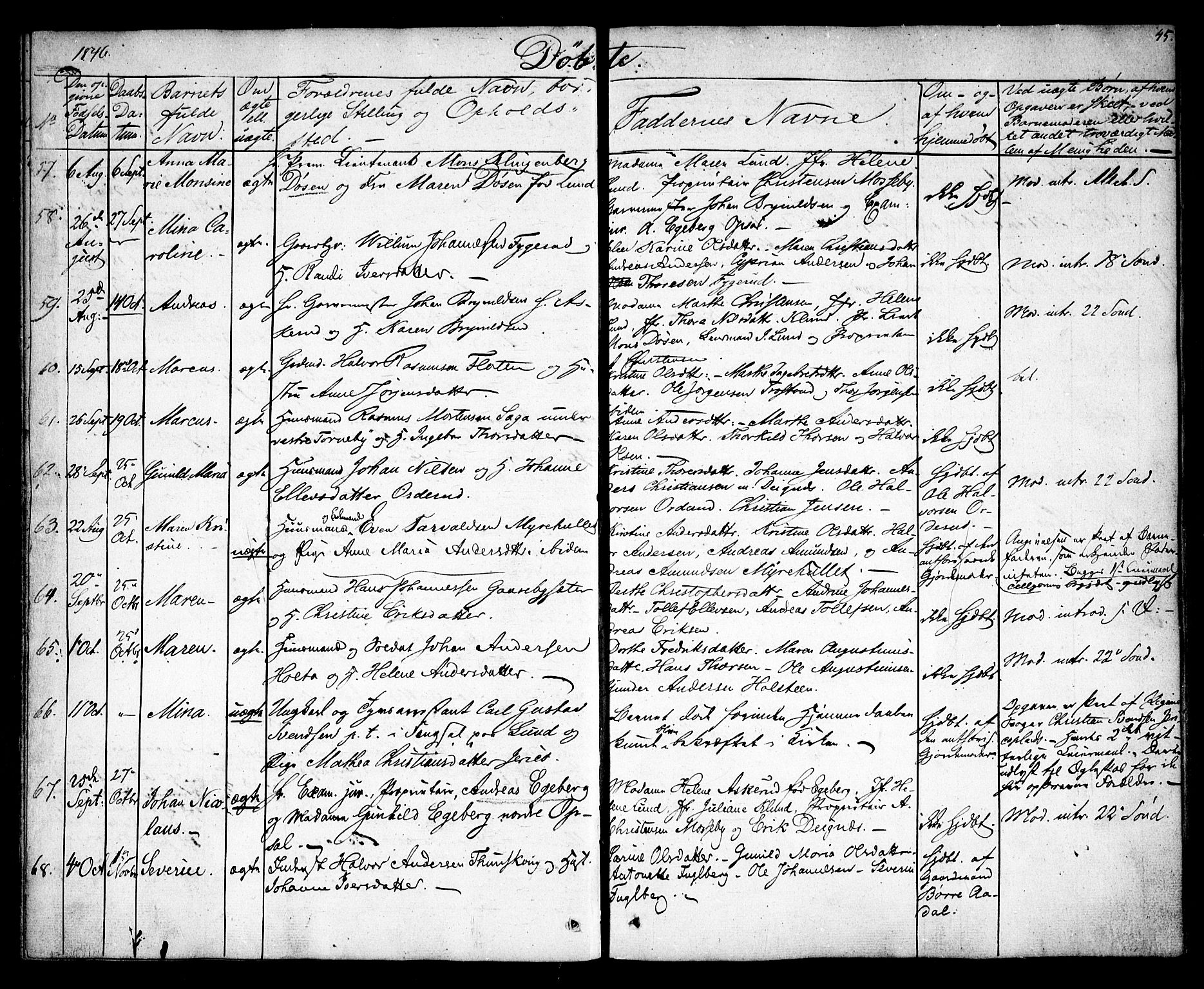 Rødenes prestekontor Kirkebøker, SAO/A-2005/F/Fa/L0005: Parish register (official) no. I 5, 1838-1849, p. 45