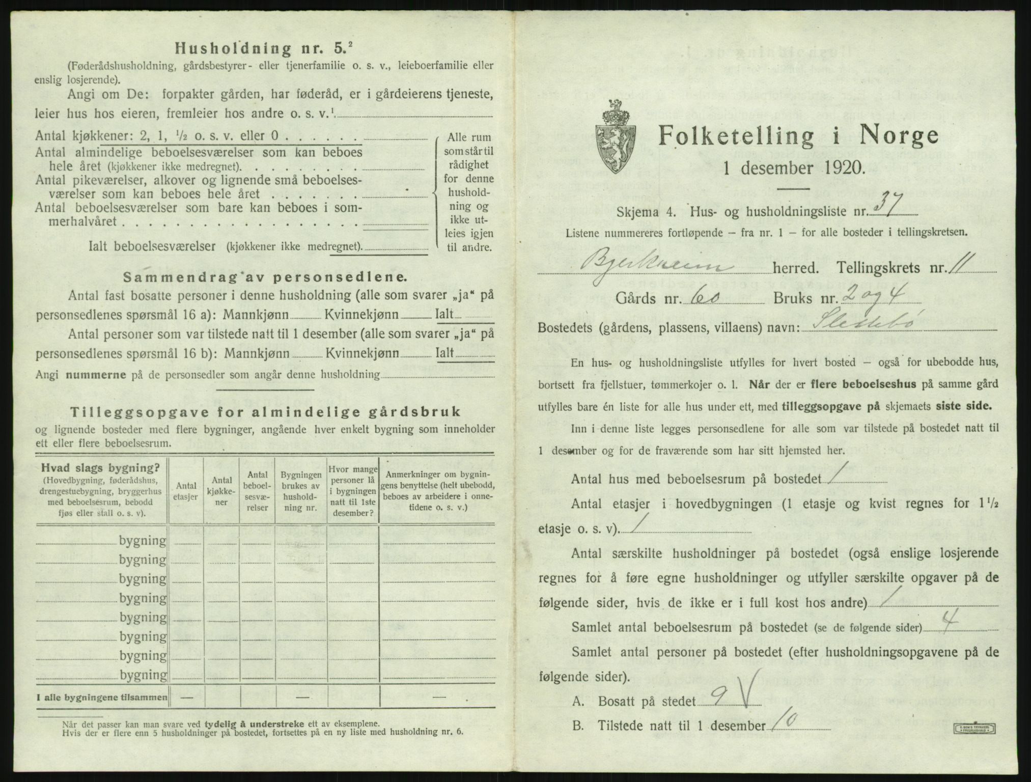 SAST, 1920 census for Bjerkreim, 1920, p. 576