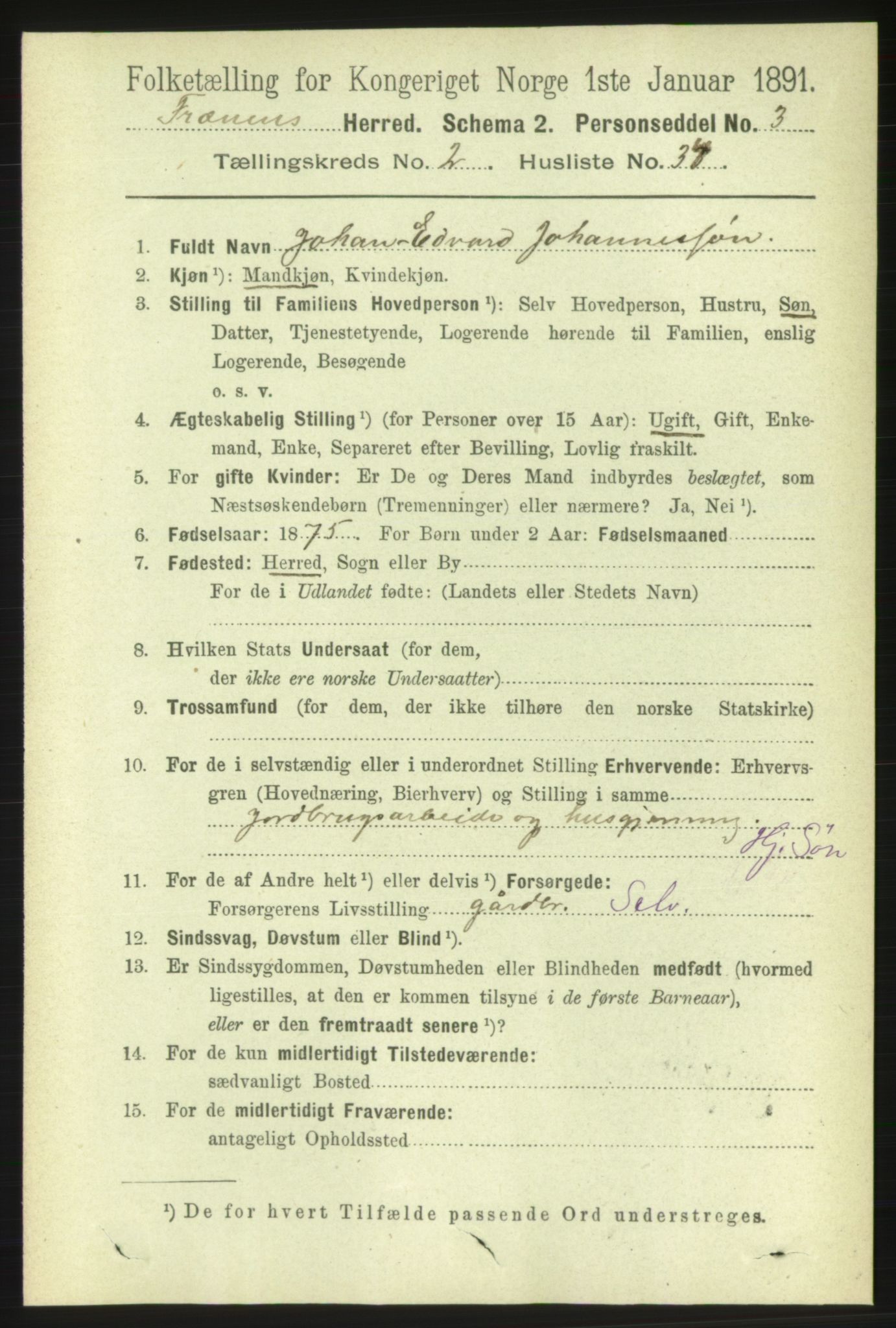 RA, 1891 census for 1548 Fræna, 1891, p. 670