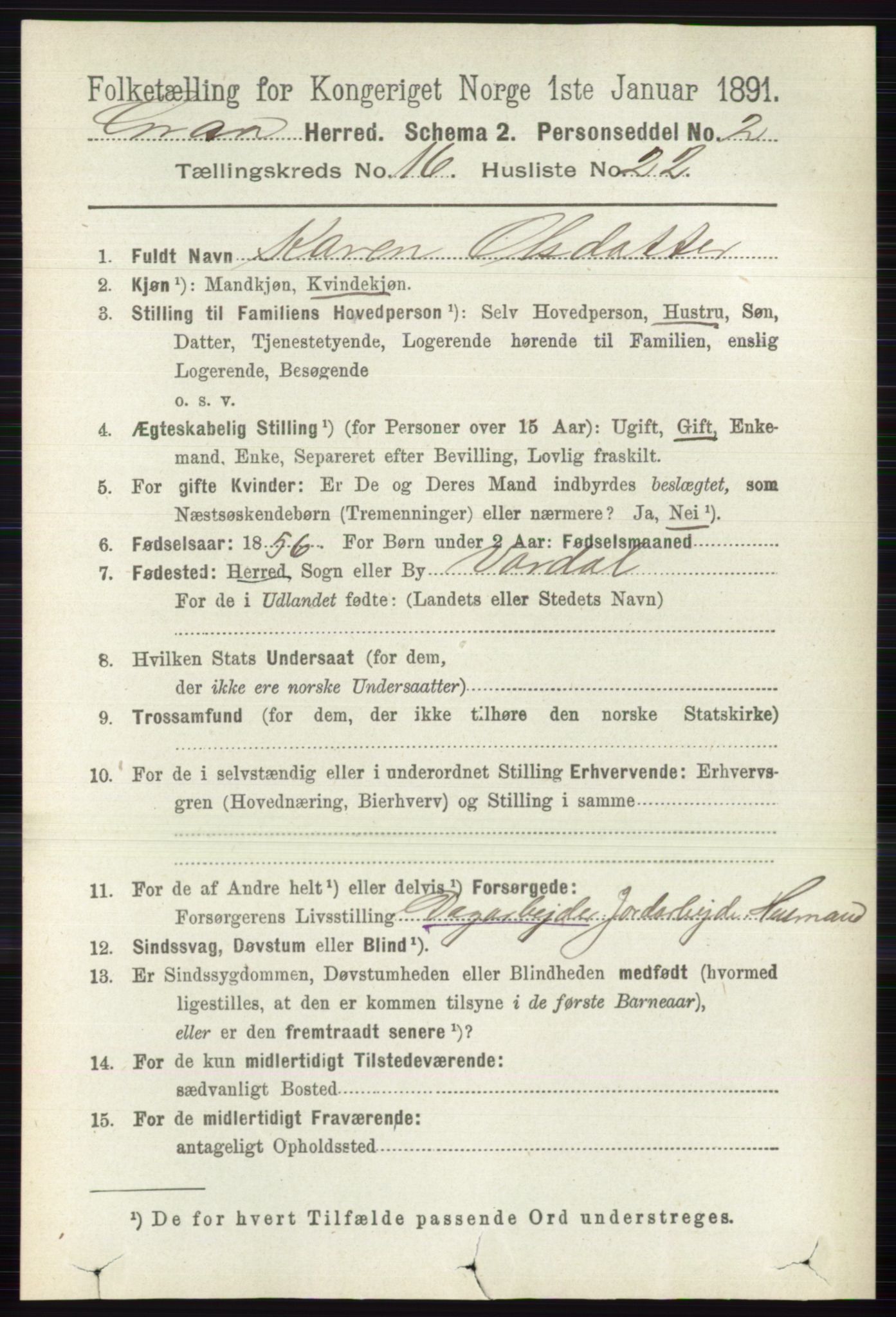 RA, 1891 census for 0534 Gran, 1891, p. 8244
