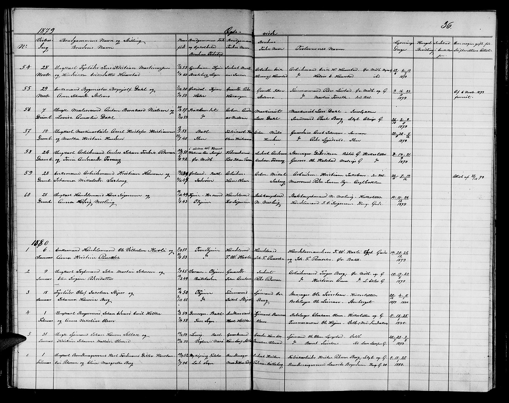 Ministerialprotokoller, klokkerbøker og fødselsregistre - Sør-Trøndelag, SAT/A-1456/604/L0221: Parish register (copy) no. 604C04, 1870-1885, p. 36