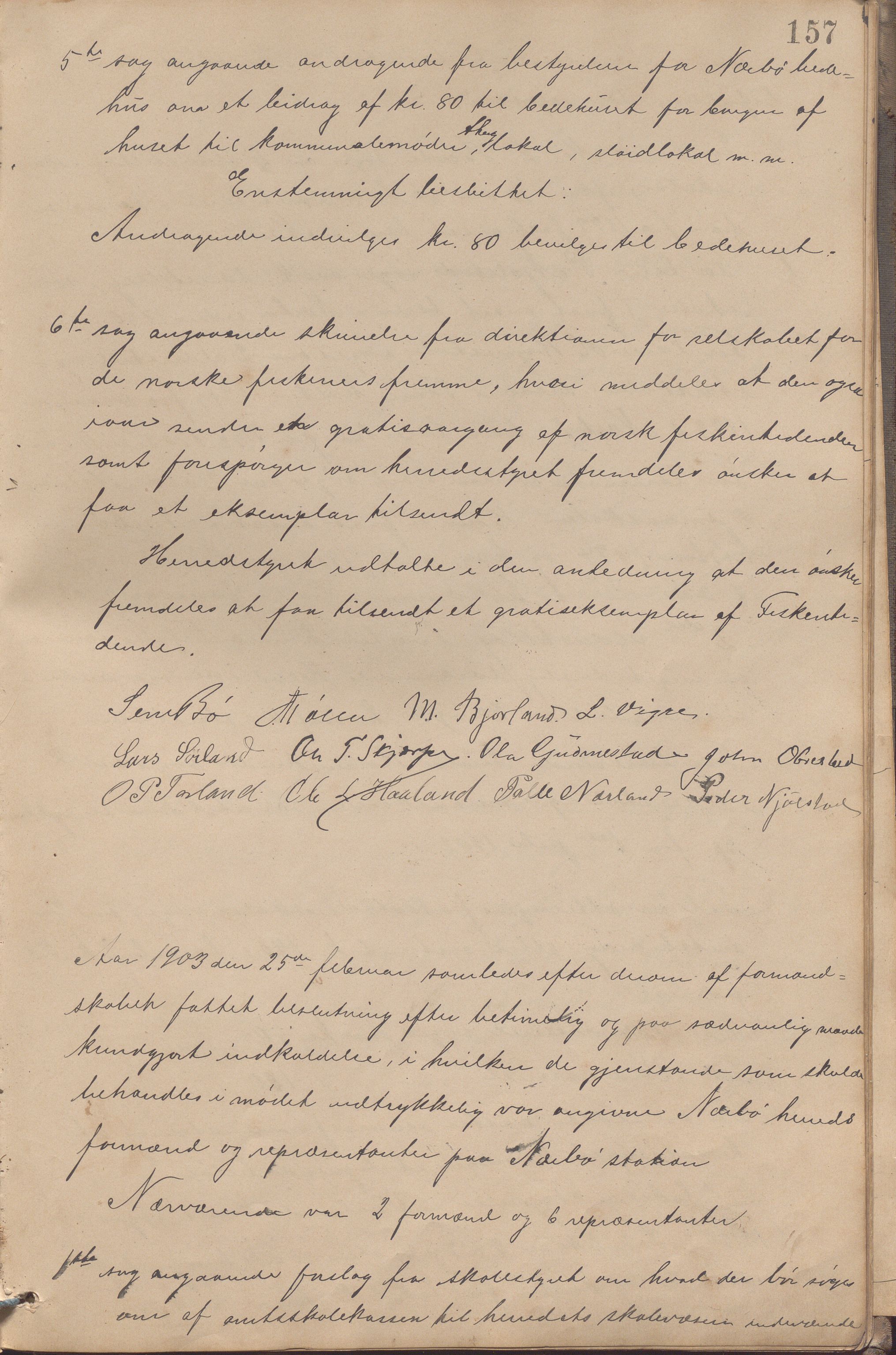 Nærbø kommune- Formannskapet, IKAR/K-101000/A/L0001: Møtebok, 1891-1905, p. 157a