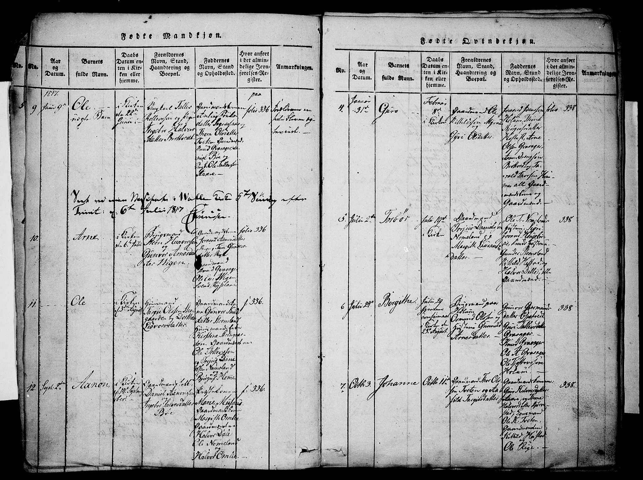 Valle sokneprestkontor, SAK/1111-0044/F/Fa/Fac/L0005: Parish register (official) no. A 5 /1, 1816-1831, p. 4