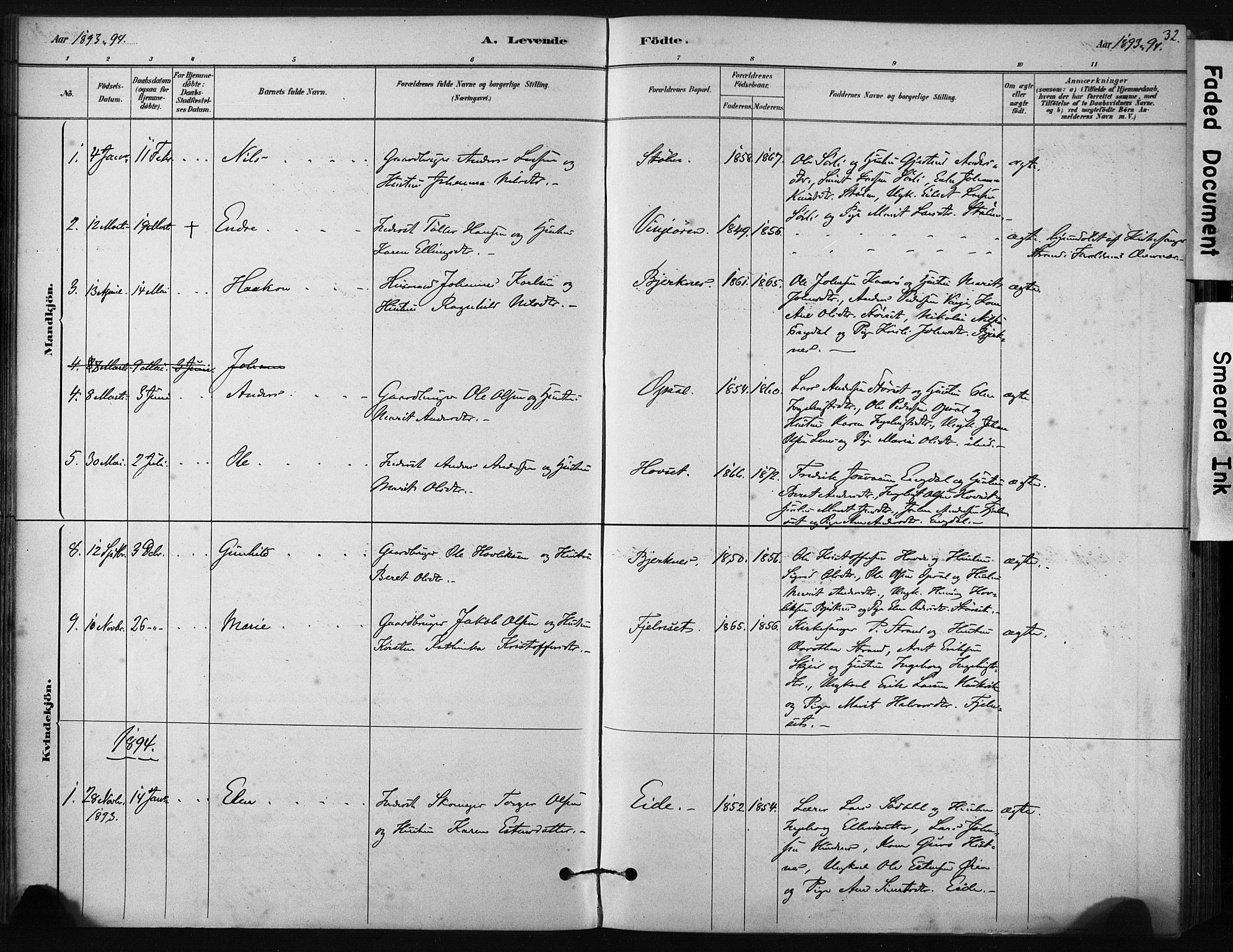 Ministerialprotokoller, klokkerbøker og fødselsregistre - Sør-Trøndelag, AV/SAT-A-1456/631/L0512: Parish register (official) no. 631A01, 1879-1912, p. 32