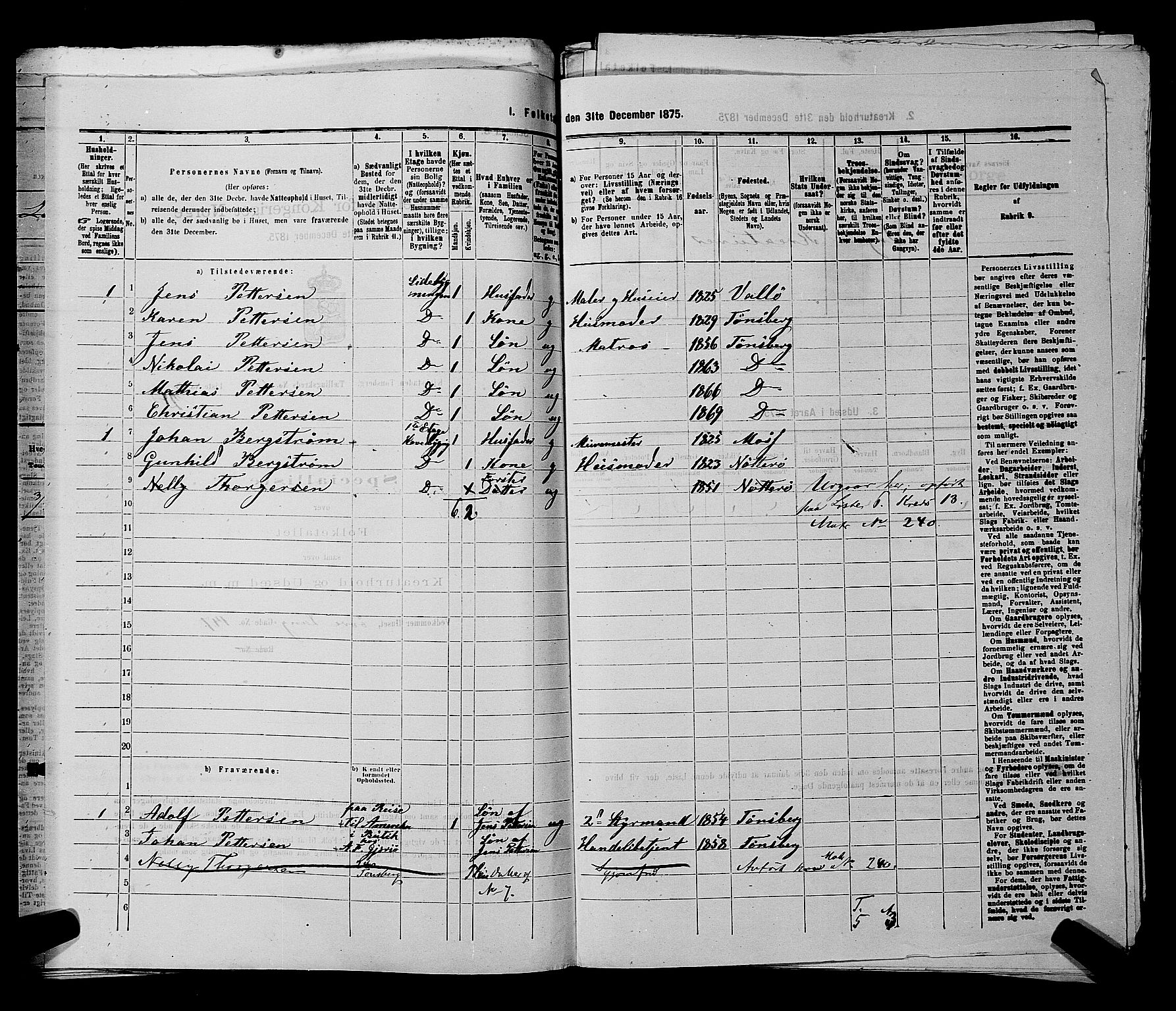 SAKO, 1875 census for 0705P Tønsberg, 1875, p. 524