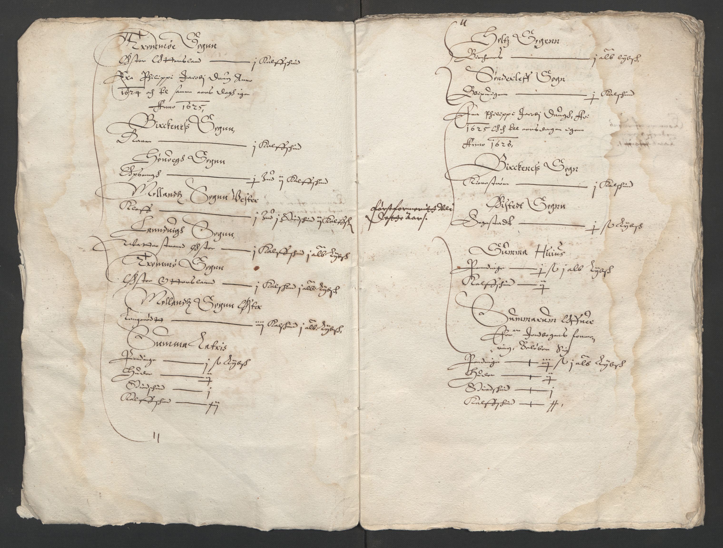 Rentekammeret inntil 1814, Reviderte regnskaper, Lensregnskaper, AV/RA-EA-5023/R/Rb/Rbq/L0015: Nedenes len. Mandals len. Råbyggelag., 1624-1626