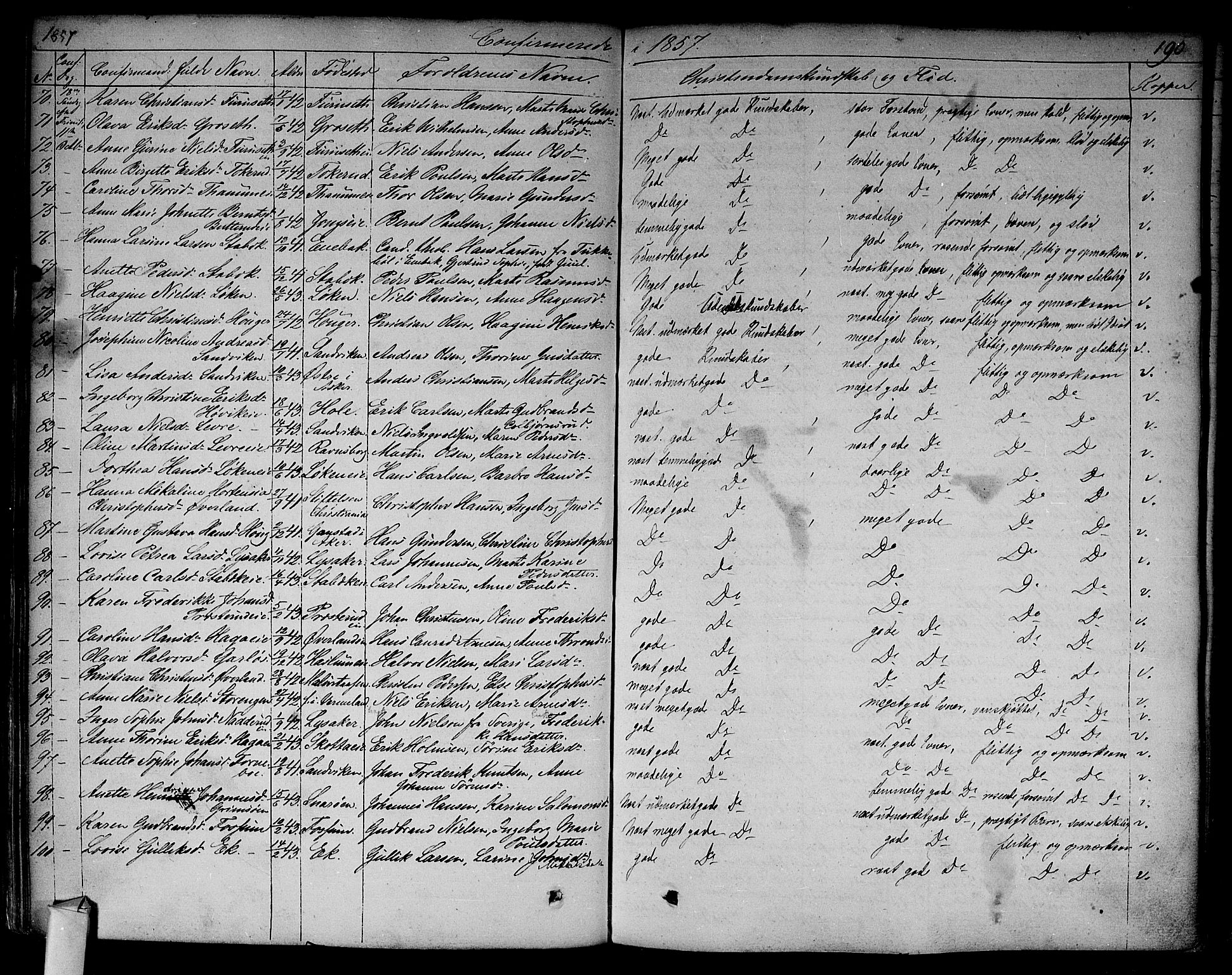 Asker prestekontor Kirkebøker, AV/SAO-A-10256a/F/Fa/L0009: Parish register (official) no. I 9, 1825-1878, p. 190