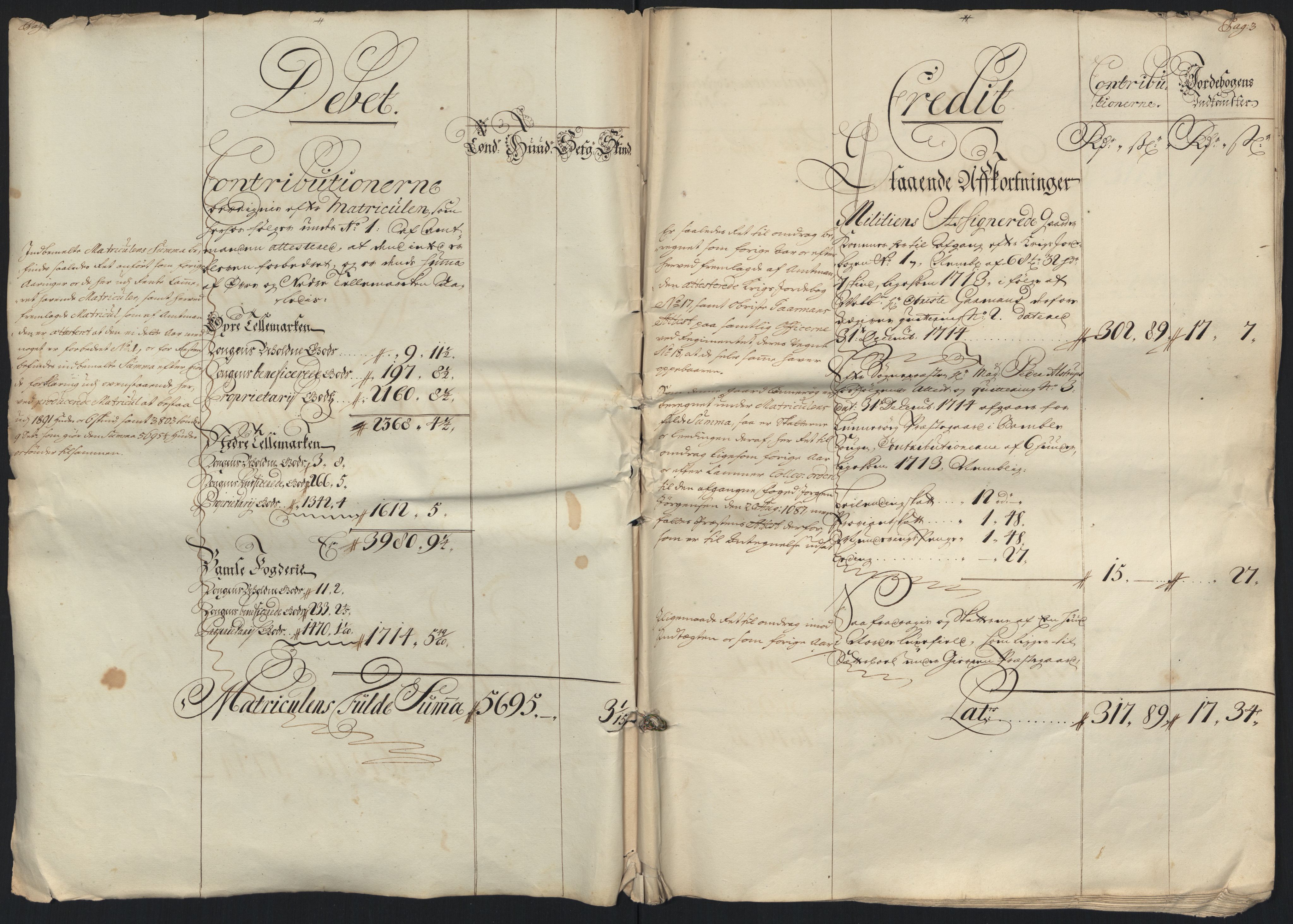 Rentekammeret inntil 1814, Reviderte regnskaper, Fogderegnskap, RA/EA-4092/R36/L2126: Fogderegnskap Øvre og Nedre Telemark og Bamble, 1714, p. 4