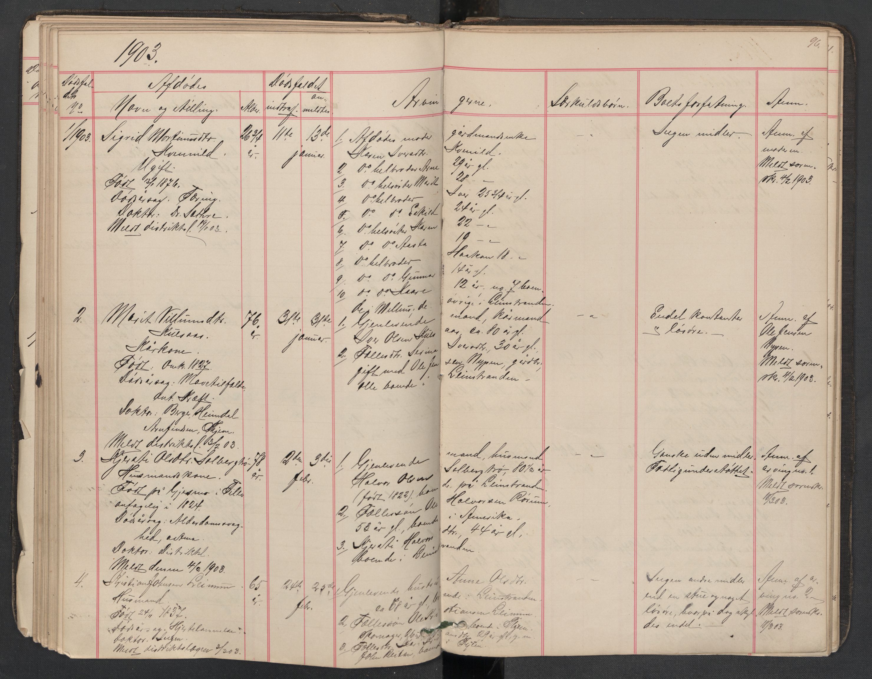 Leinstrand lensmannskontor, AV/SAT-A-1060/1/02/L0002: 02.01.02 Dødsfallsprotokoll, 1890-1911, p. 96