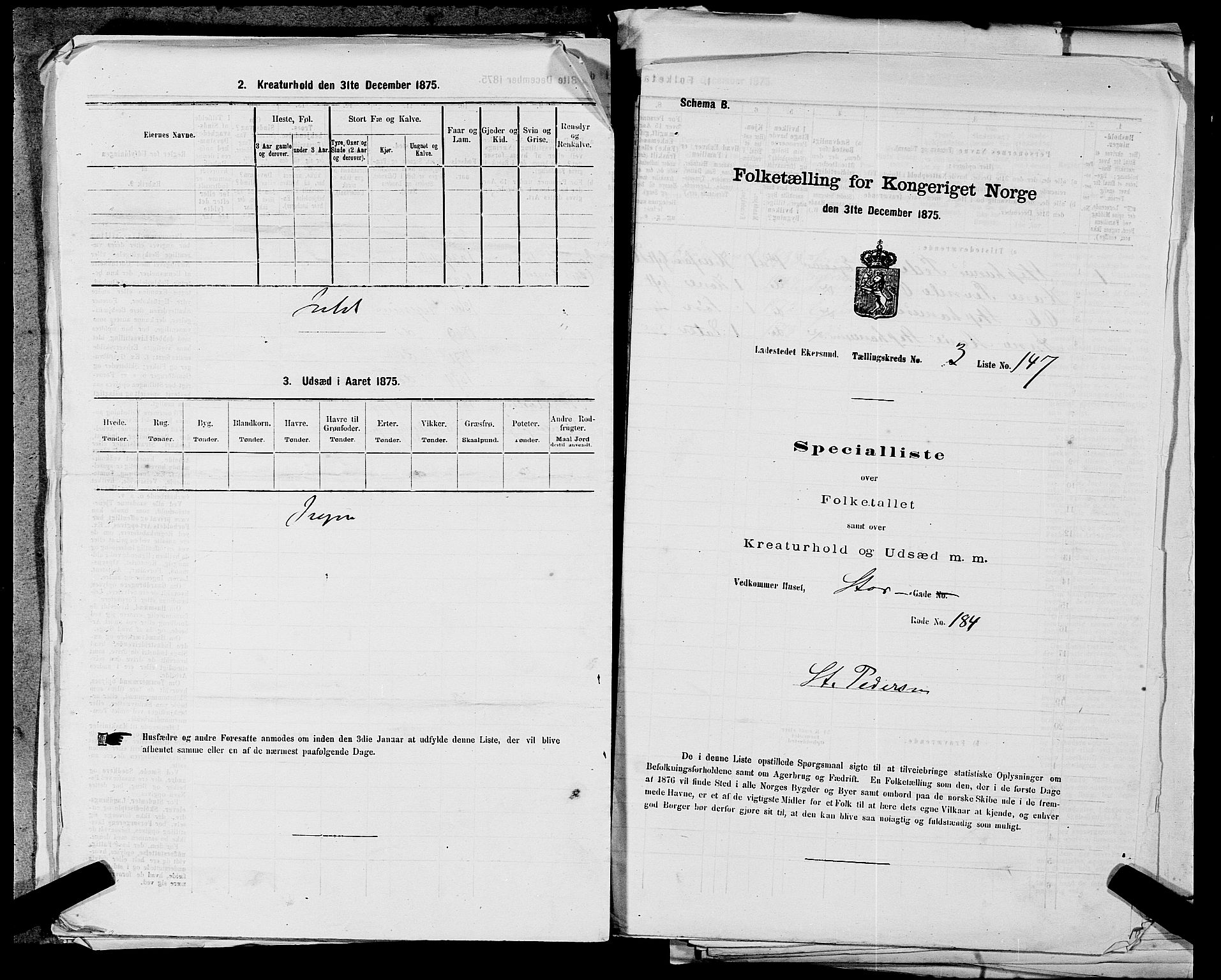 SAST, 1875 census for 1101B Eigersund parish, Egersund town, 1875, p. 310