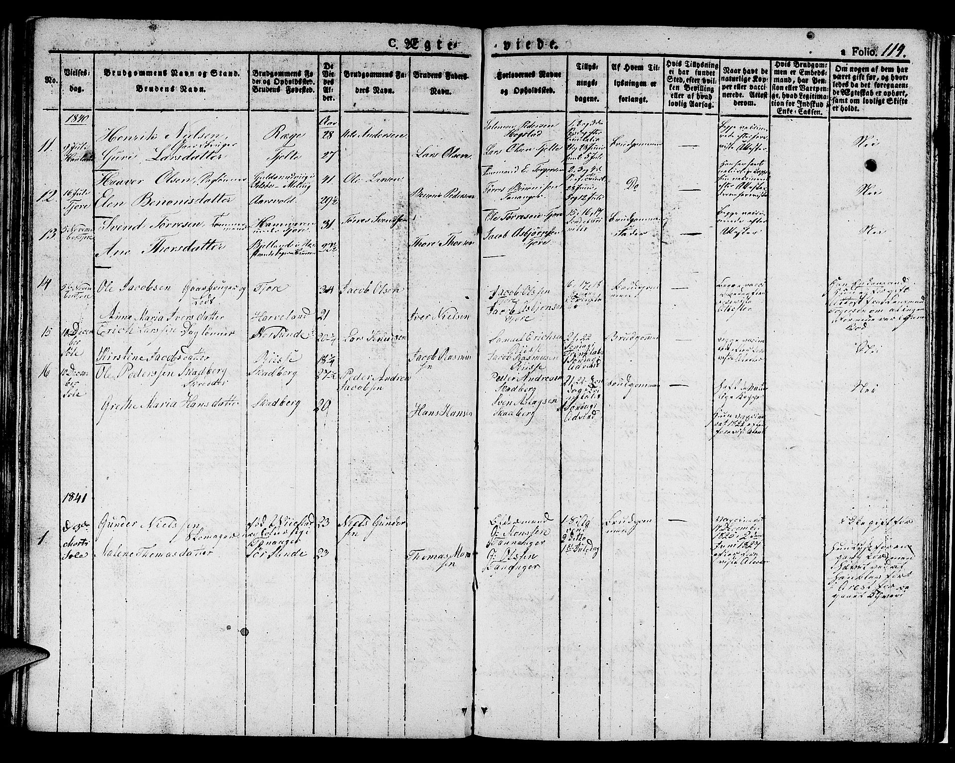 Håland sokneprestkontor, SAST/A-101802/001/30BA/L0005: Parish register (official) no. A 5, 1829-1841, p. 114