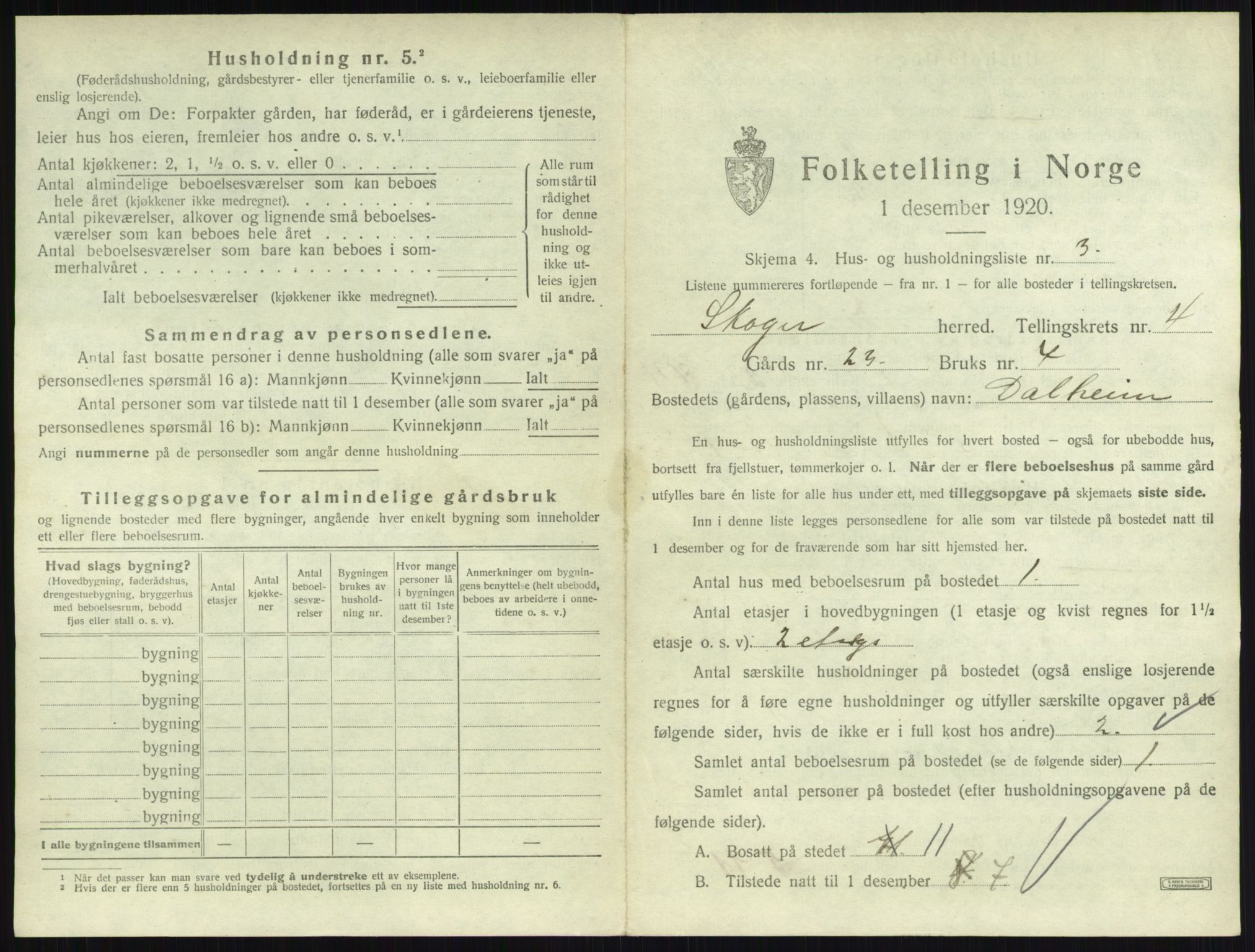 SAKO, 1920 census for Skoger, 1920, p. 886