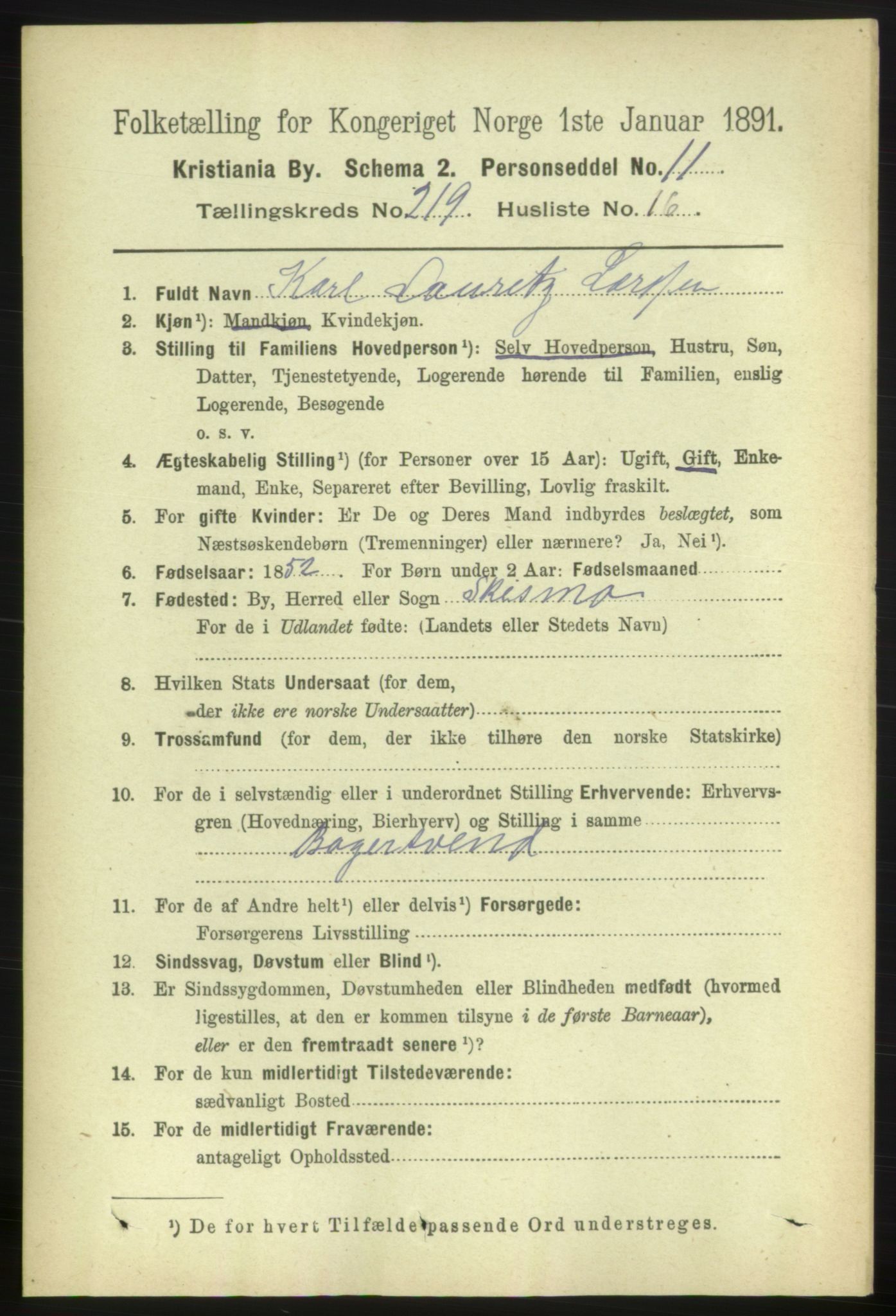 RA, 1891 census for 0301 Kristiania, 1891, p. 130463