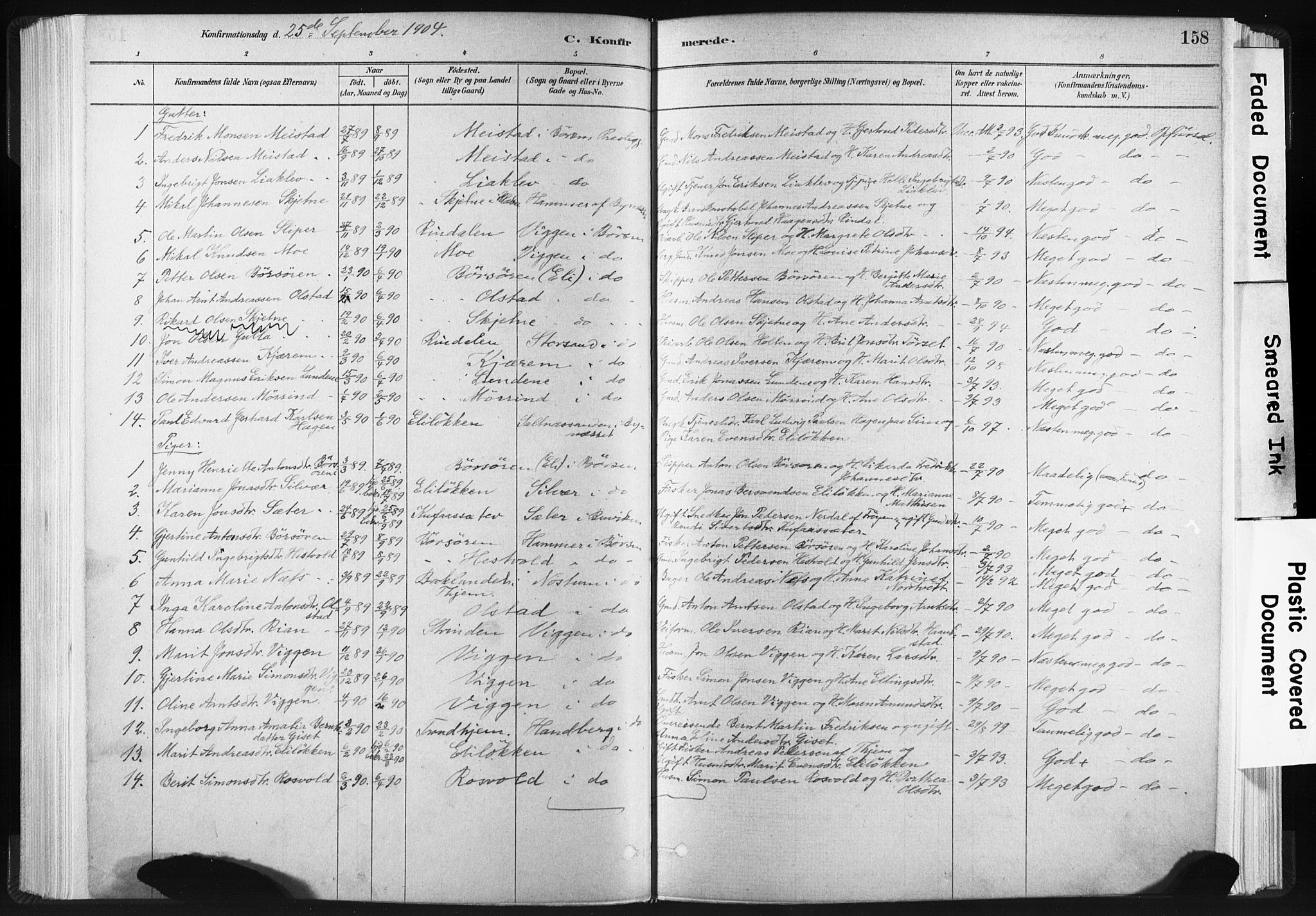 Ministerialprotokoller, klokkerbøker og fødselsregistre - Sør-Trøndelag, AV/SAT-A-1456/665/L0773: Parish register (official) no. 665A08, 1879-1905, p. 158