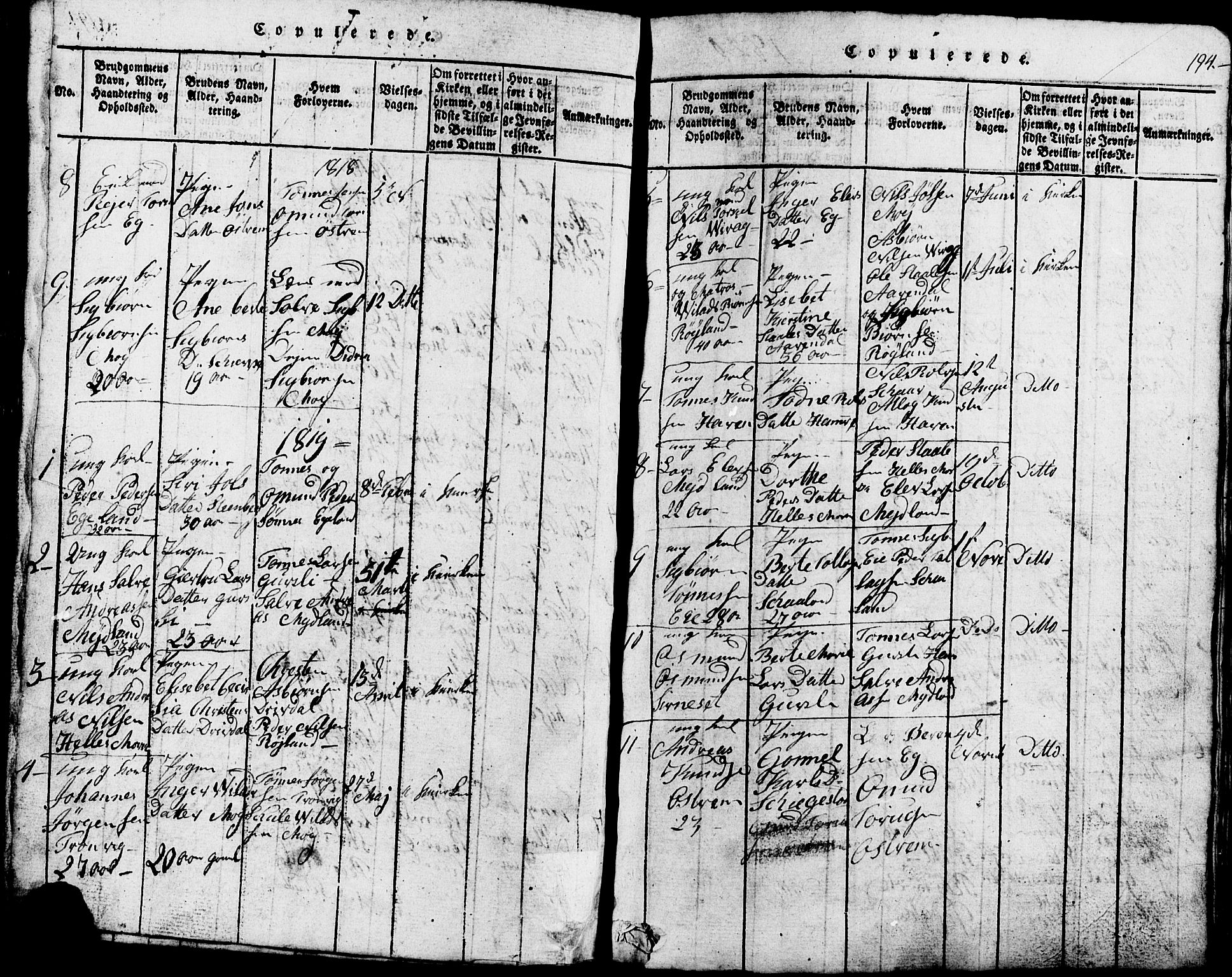 Lund sokneprestkontor, SAST/A-101809/S07/L0002: Parish register (copy) no. B 2, 1816-1832, p. 194