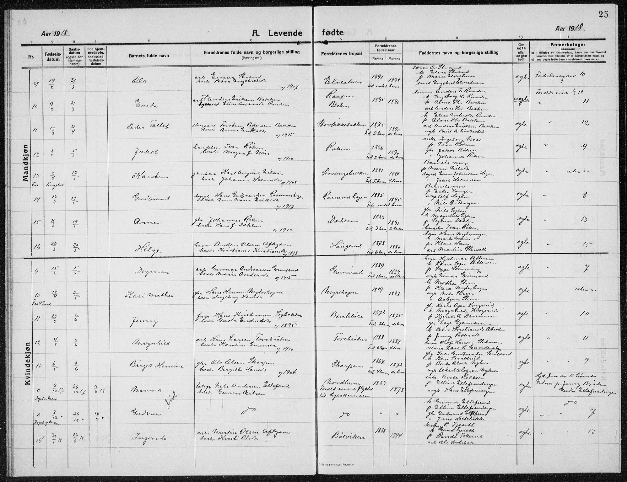 Brandbu prestekontor, AV/SAH-PREST-114/H/Ha/Hab/L0001: Parish register (copy) no. 1, 1914-1937, p. 25