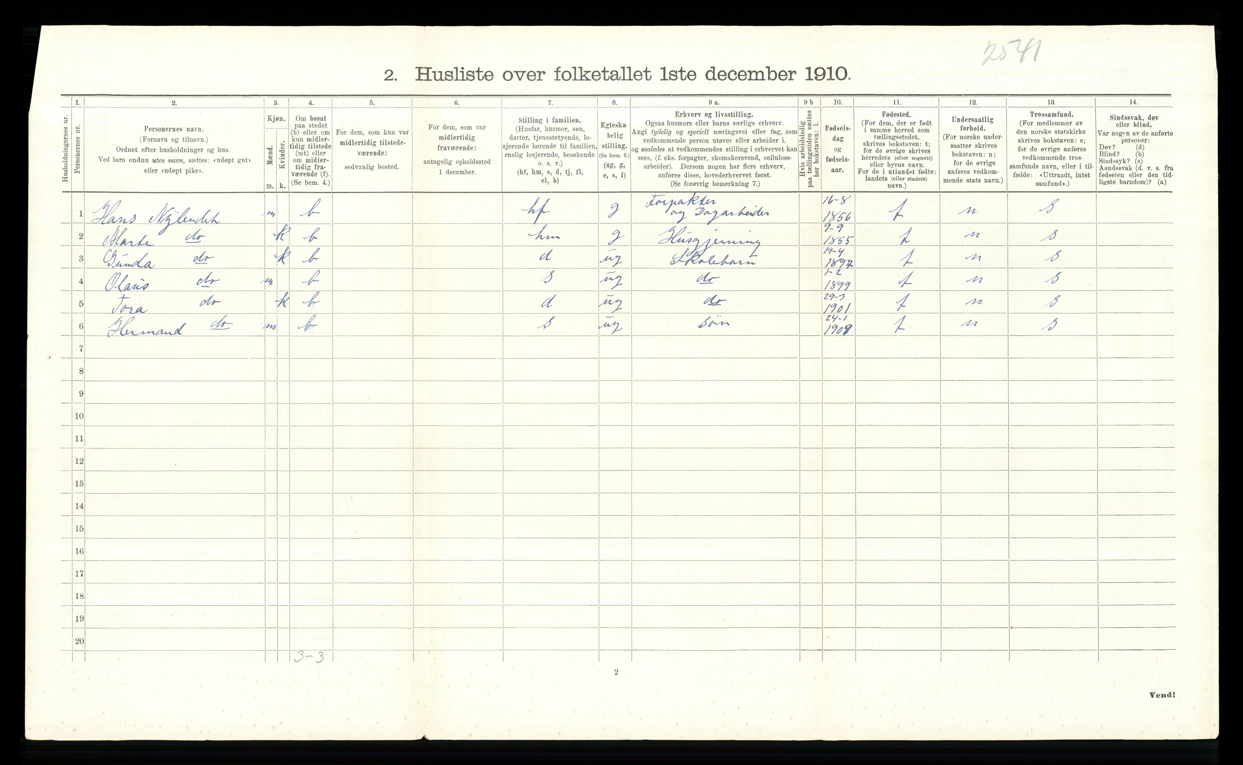 RA, 1910 census for Ringebu, 1910, p. 957